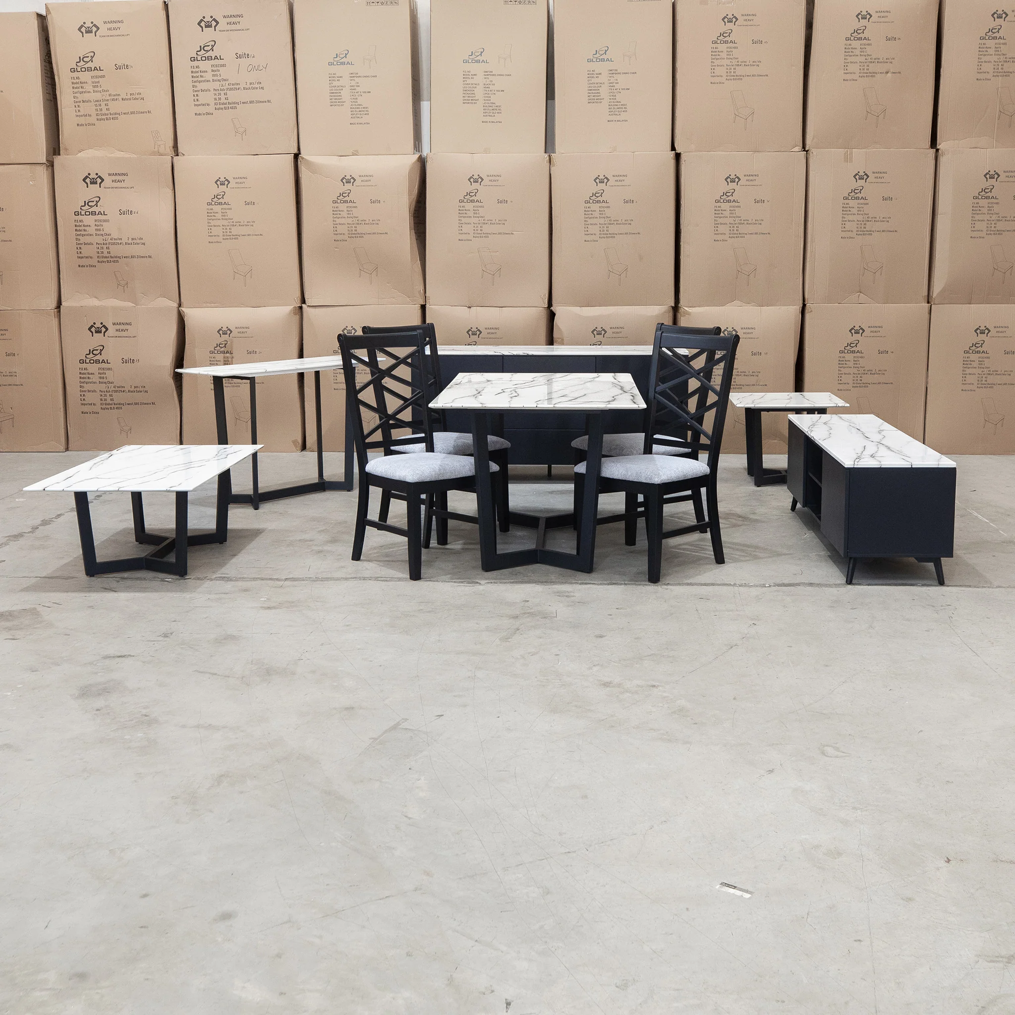 New York 150cm Carrara Marble Dining Table - Image 9