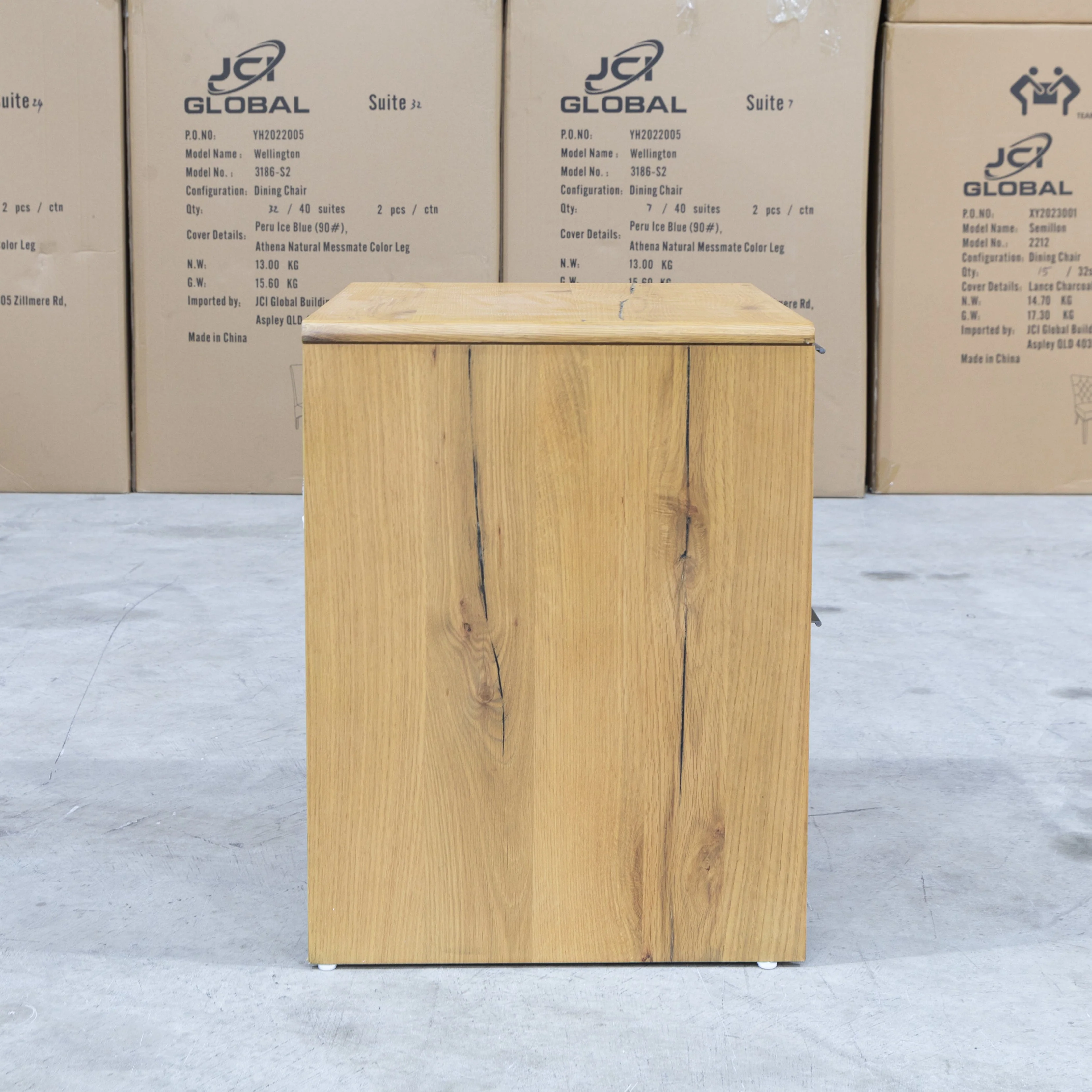 Newfarm Distressed Oak Two Drawer Hardwood Bedside - Image 5