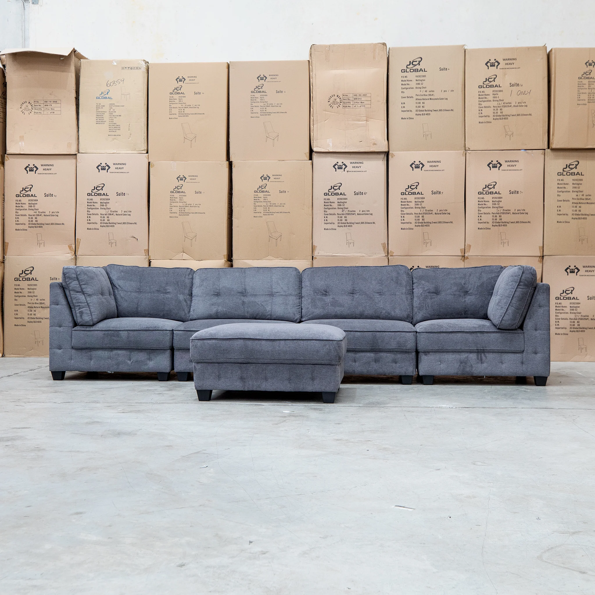Nobu Modular Corner Lounge with Ottoman - Share Charcoal - Image 3