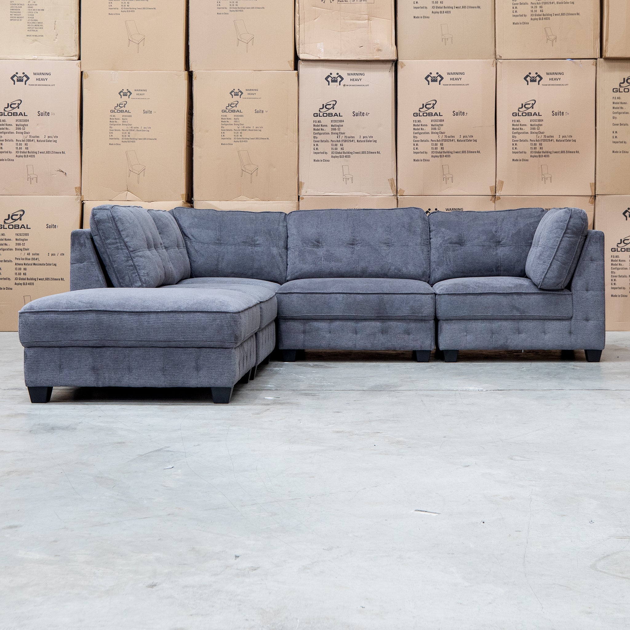 Nobu Modular Corner Lounge with Ottoman - Share Charcoal - Image 5