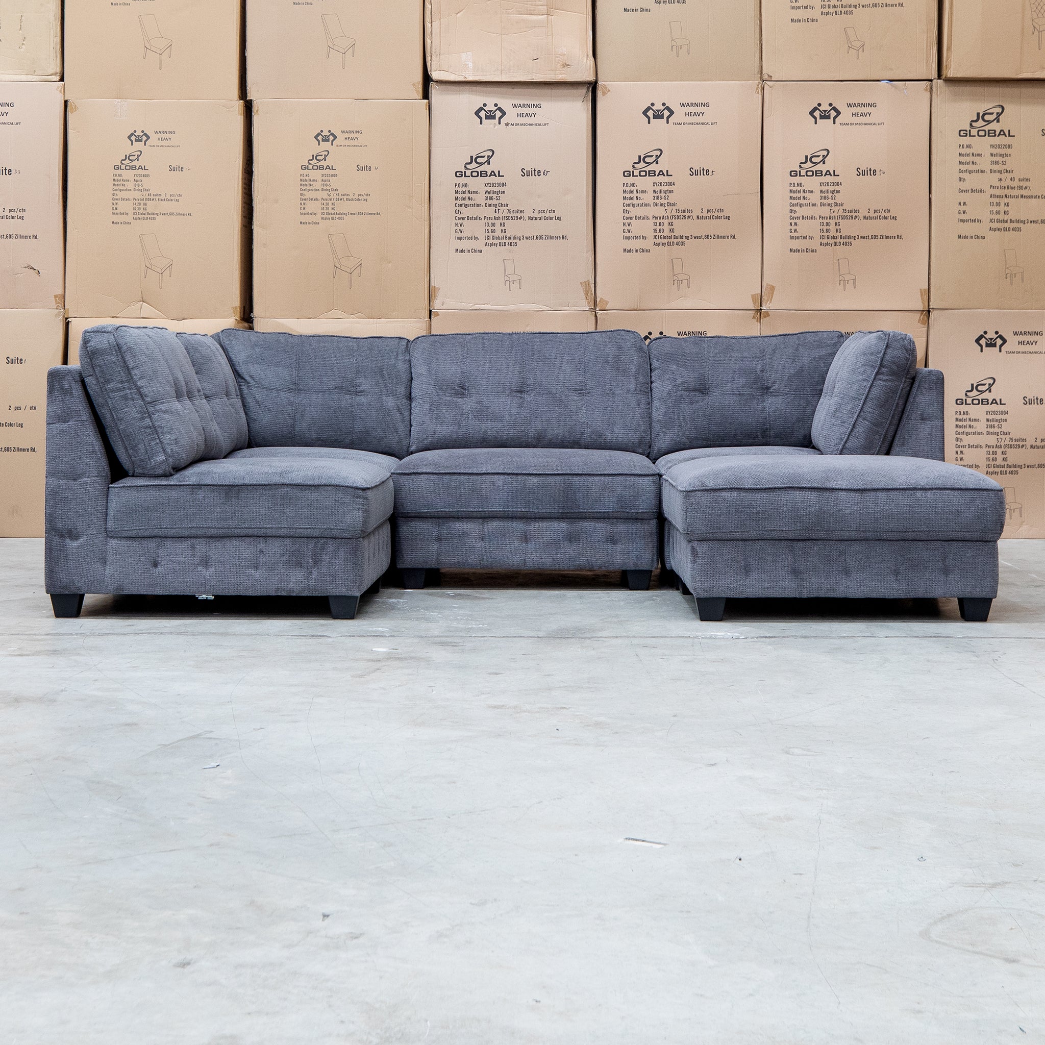 Nobu Modular Corner Lounge with Ottoman - Share Charcoal - Image 6