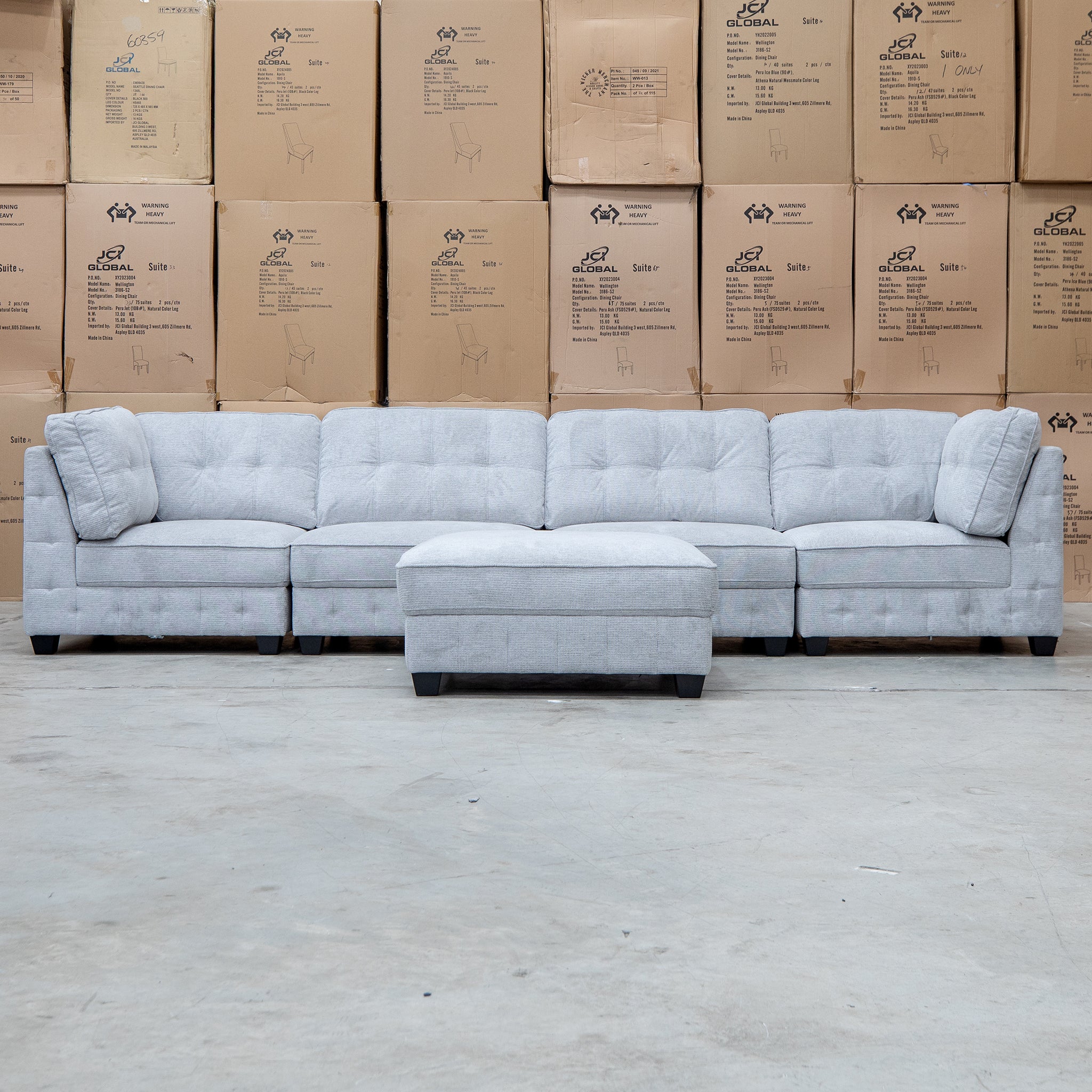 Nobu Modular Corner Lounge with Ottoman - Share Slate - Image 3