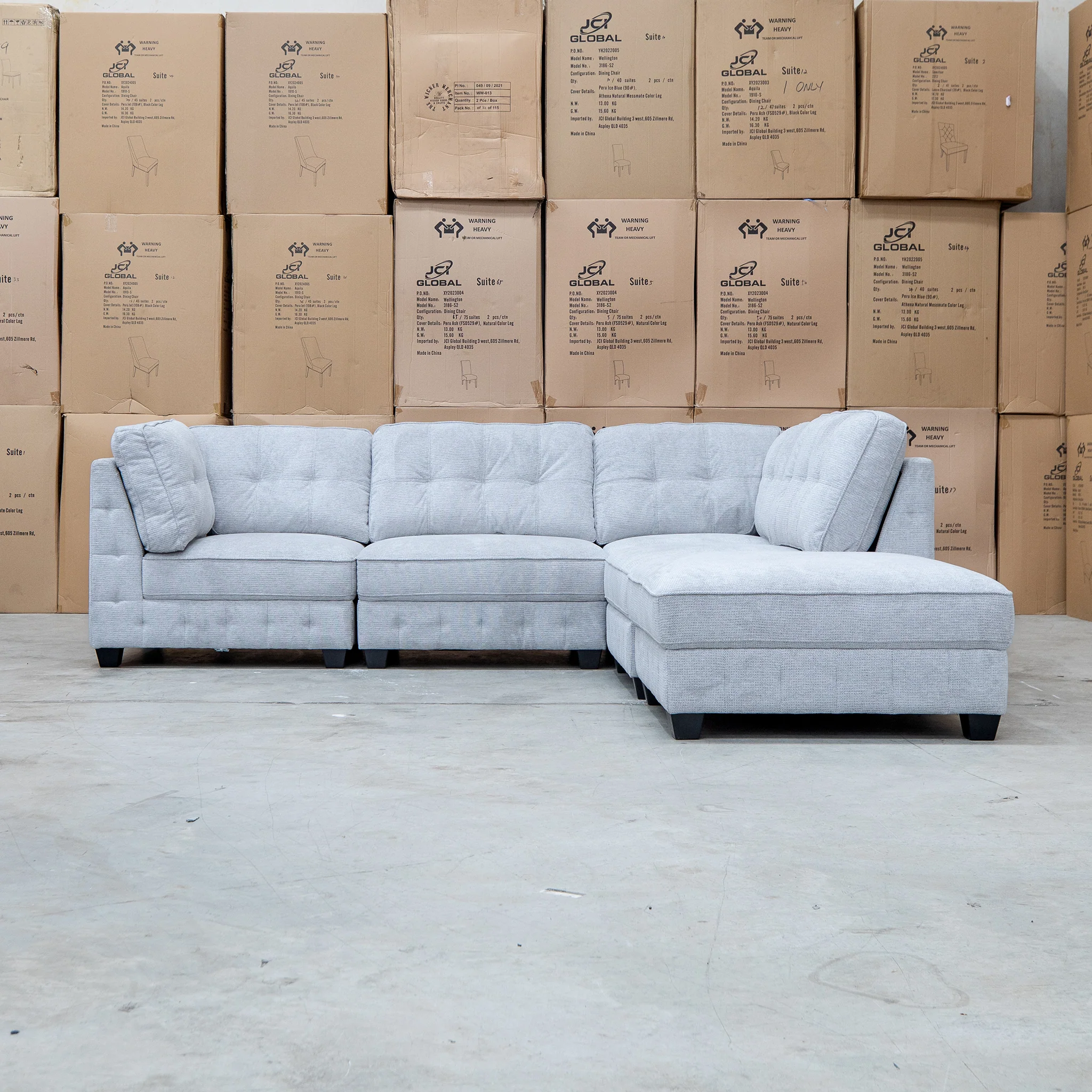 Nobu Modular Corner Lounge with Ottoman - Share Slate - Image 6
