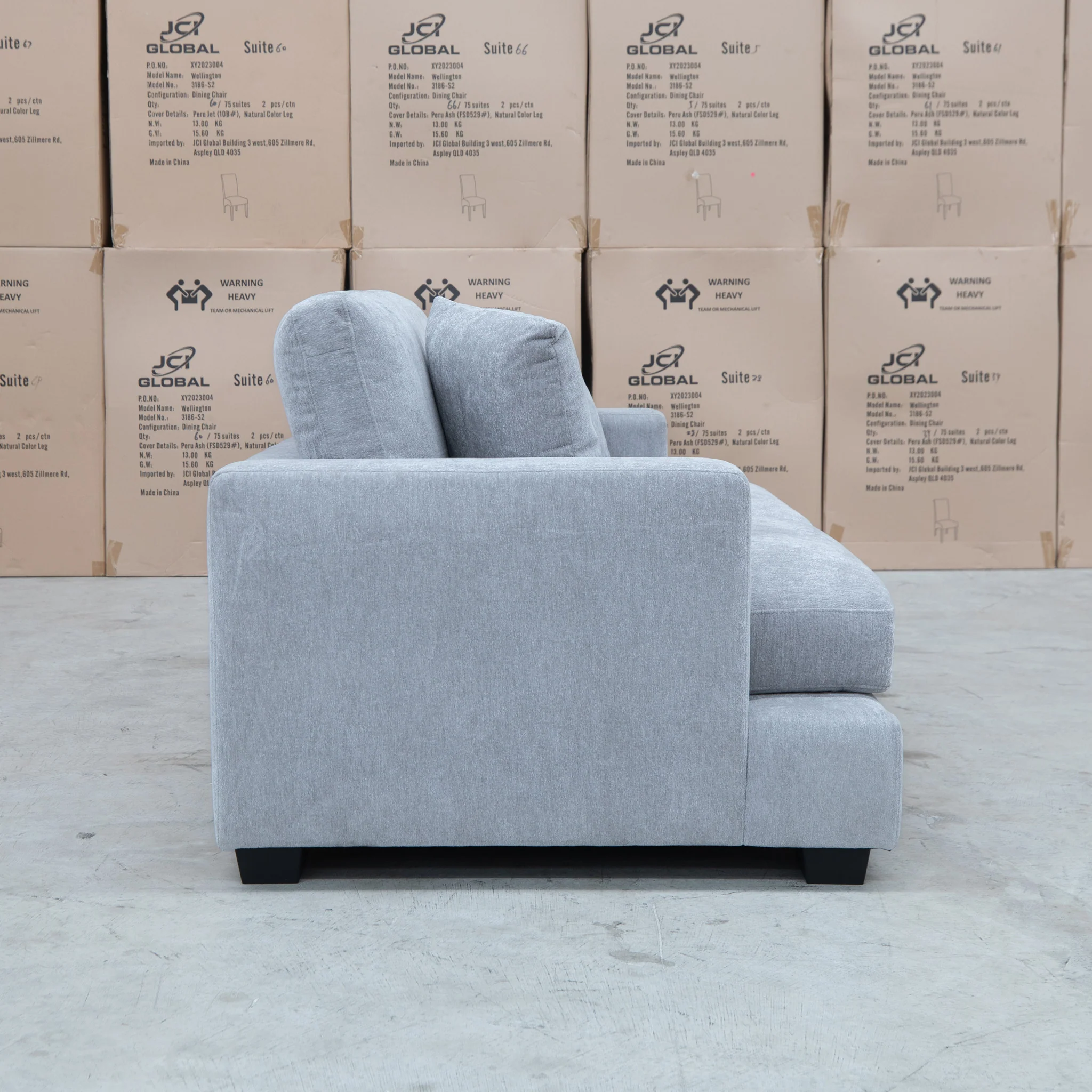 Oakville Fabric Two Seat Sofa - Smoke - Image 4