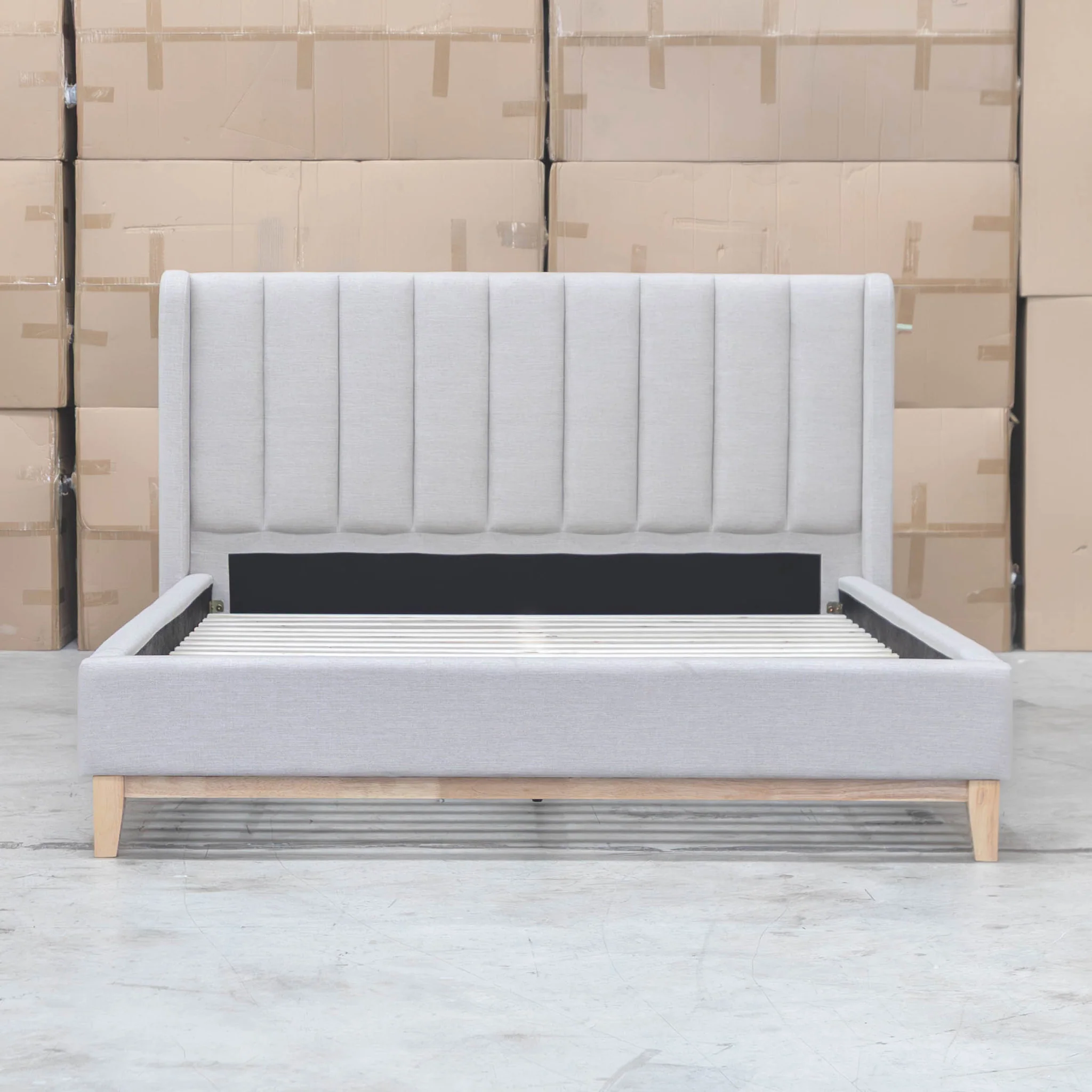 Paros King Upholstered Bed - Oat White - Image 5