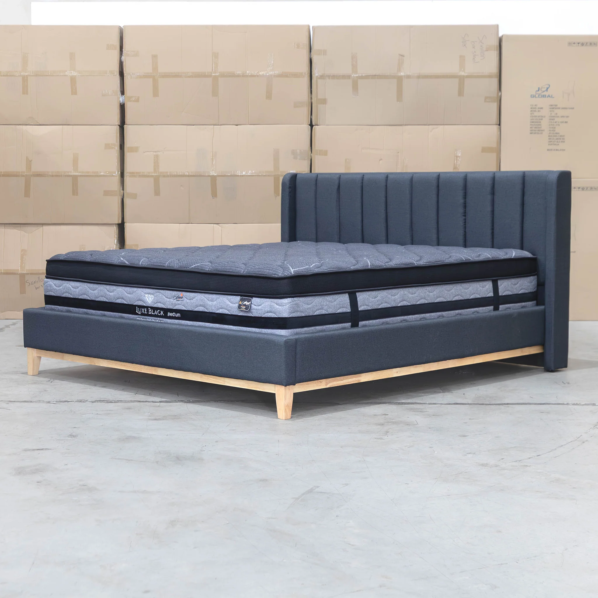 Paros King Upholstered Bed - Charcoal - Image 5