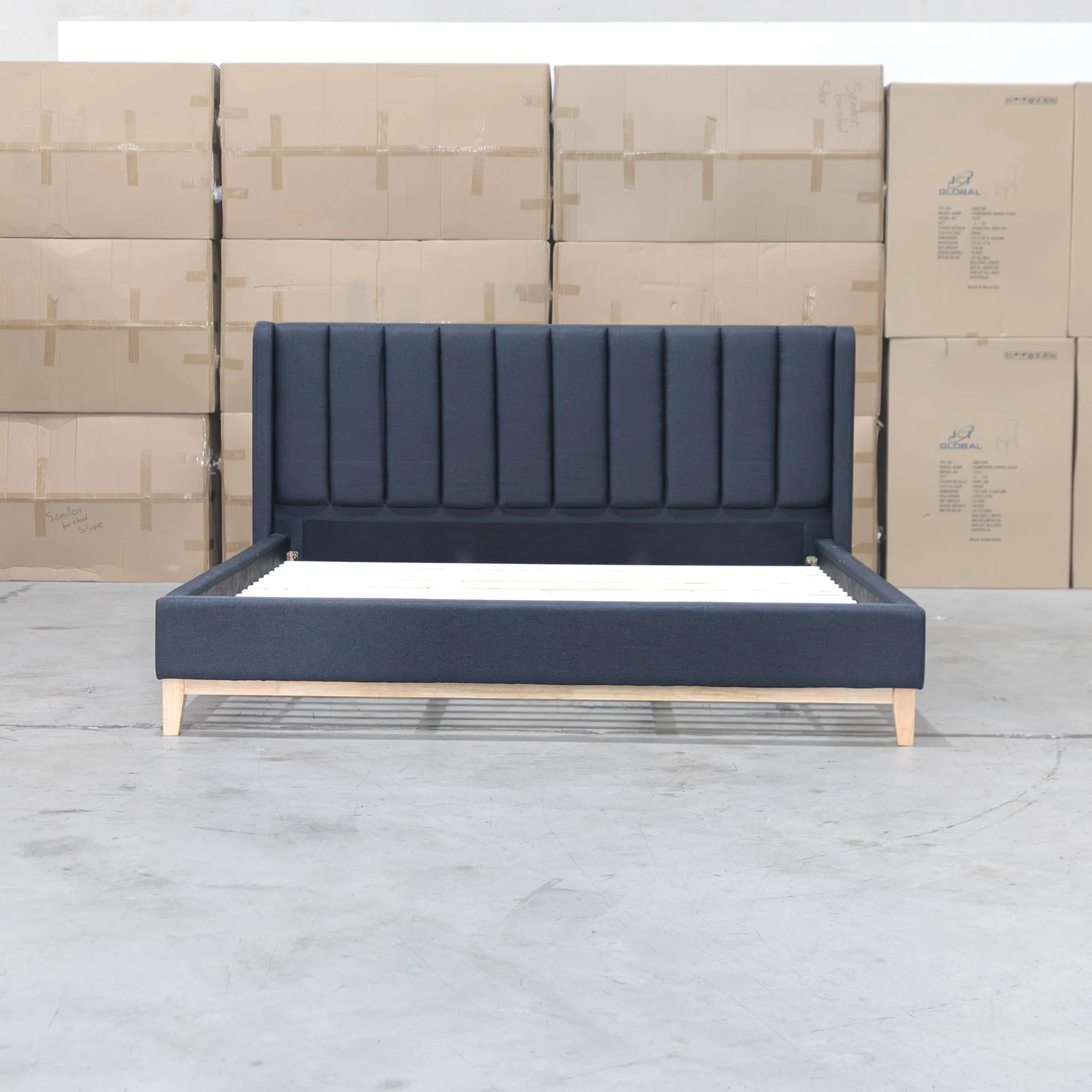 Paros King Upholstered Bed - Charcoal - Image 3
