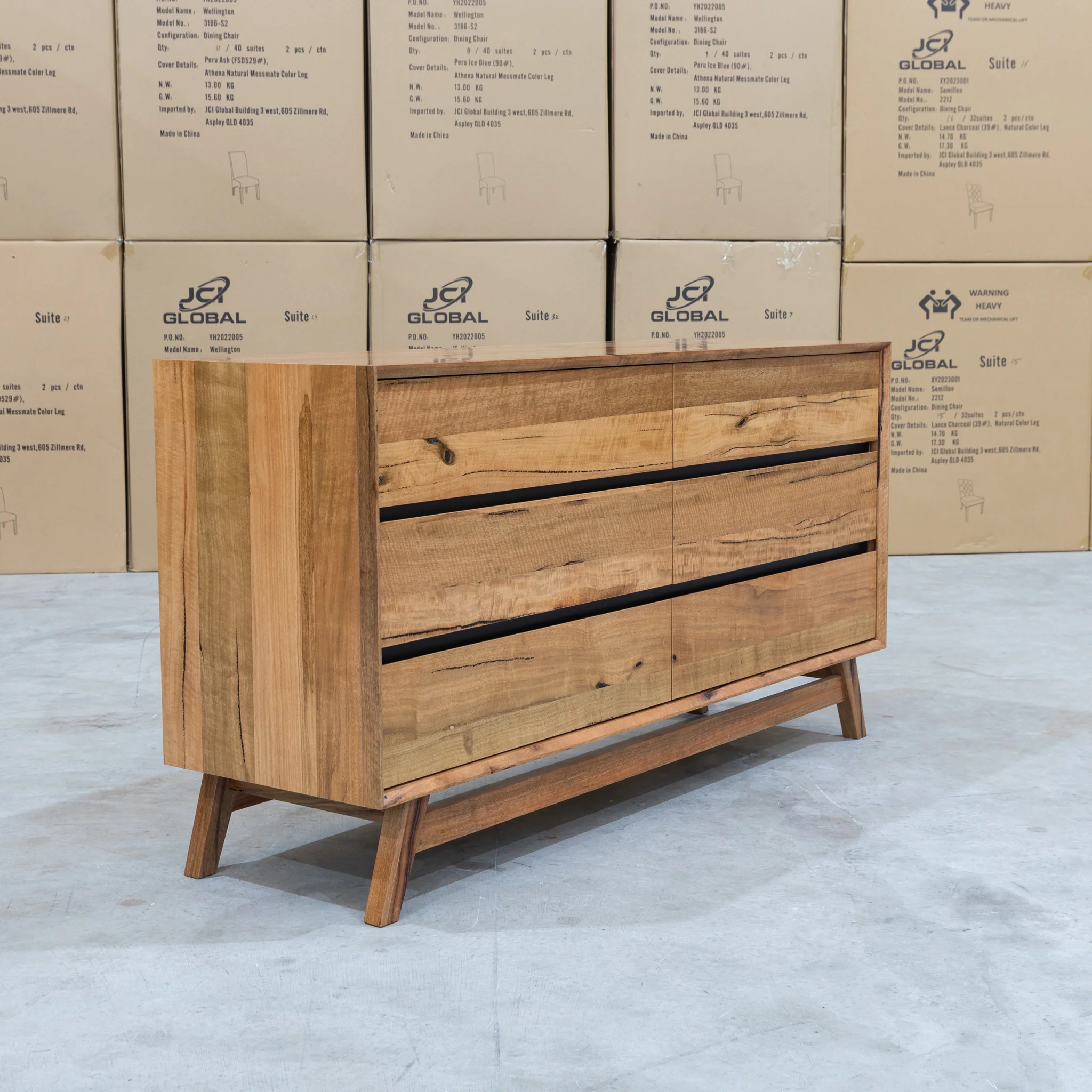 Polo Marri Hardwood Timber Six Drawer Dresser - Image 4