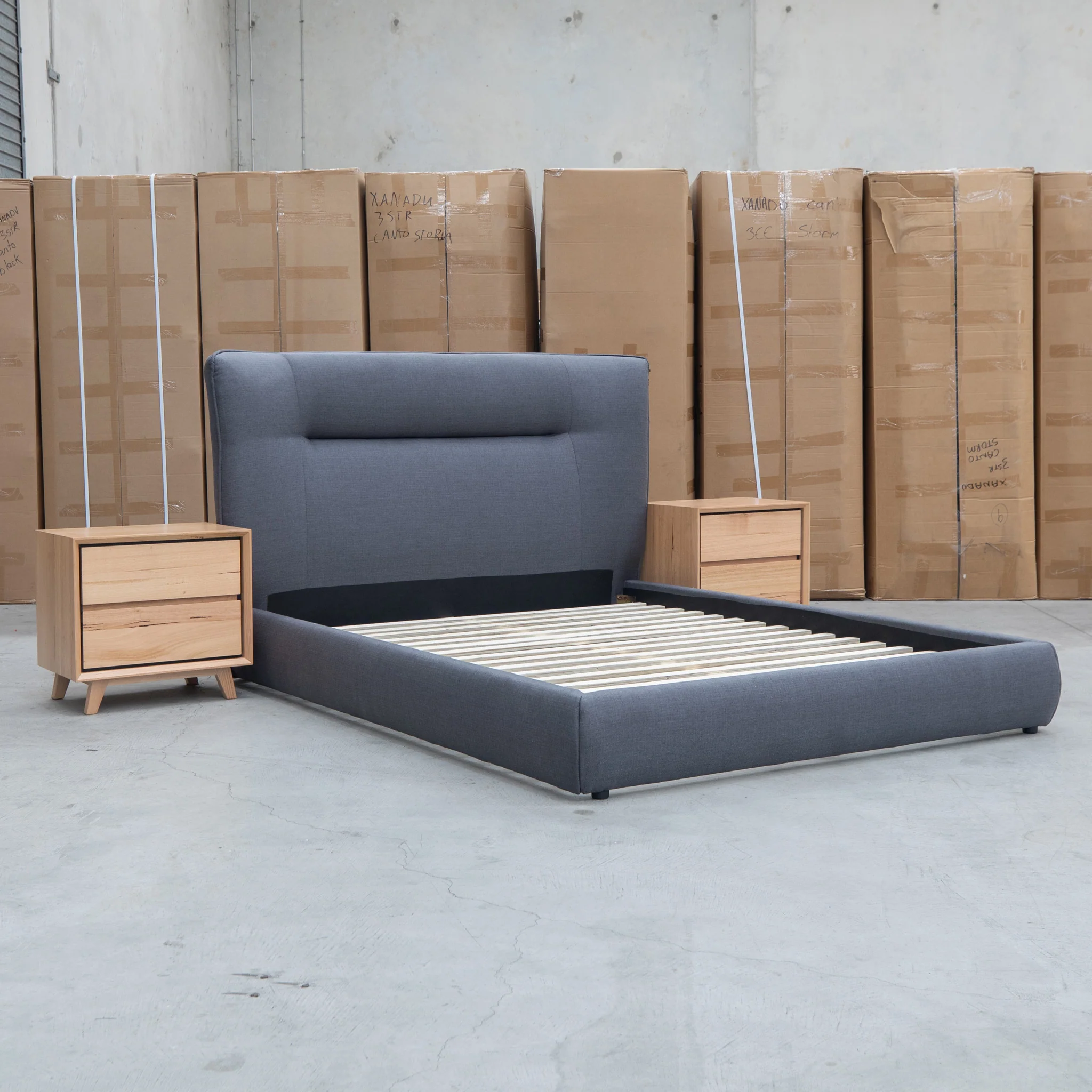 Quinn King Upholstered Bed - Charcoal - Image 2