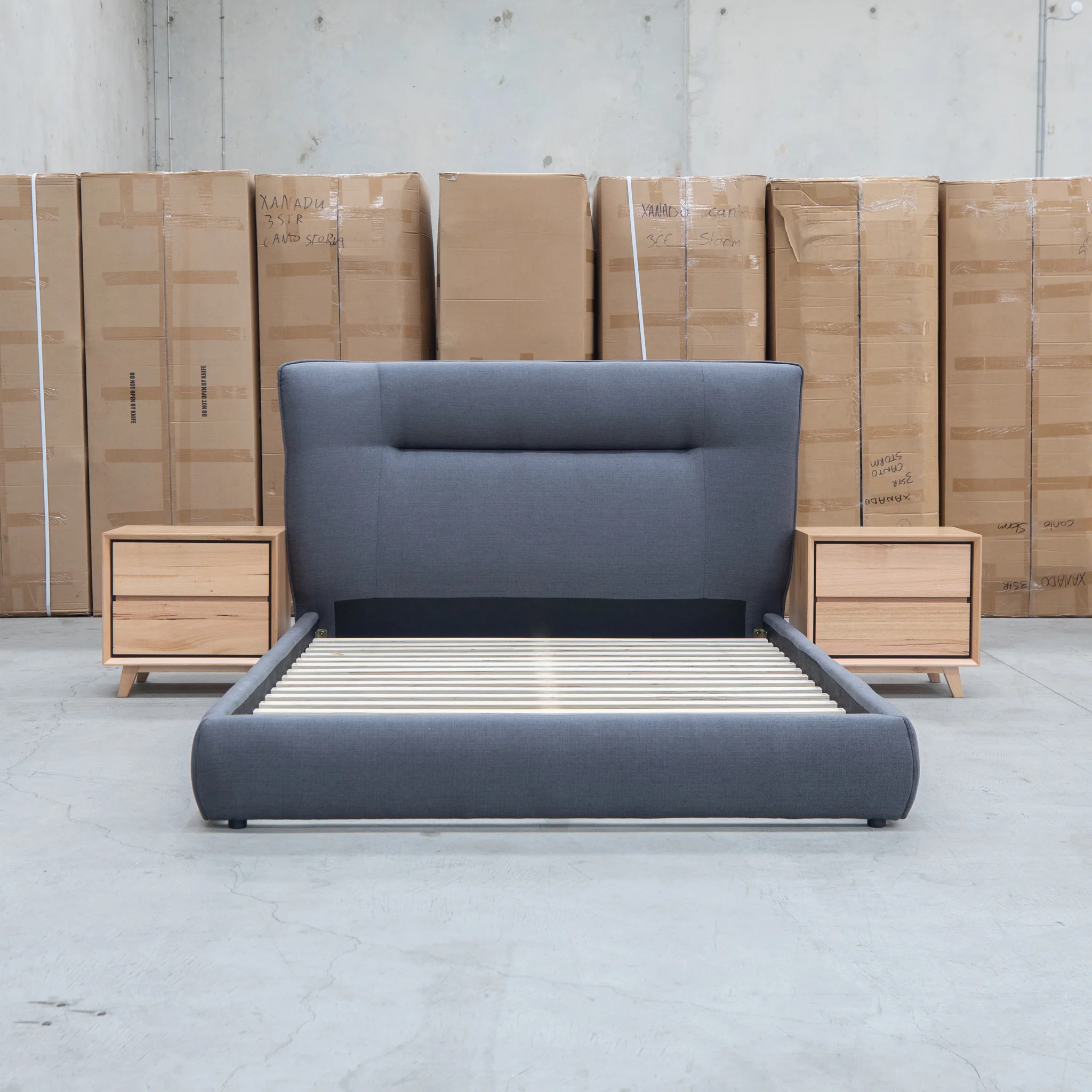 Quinn King Upholstered Bed - Charcoal - Image 4