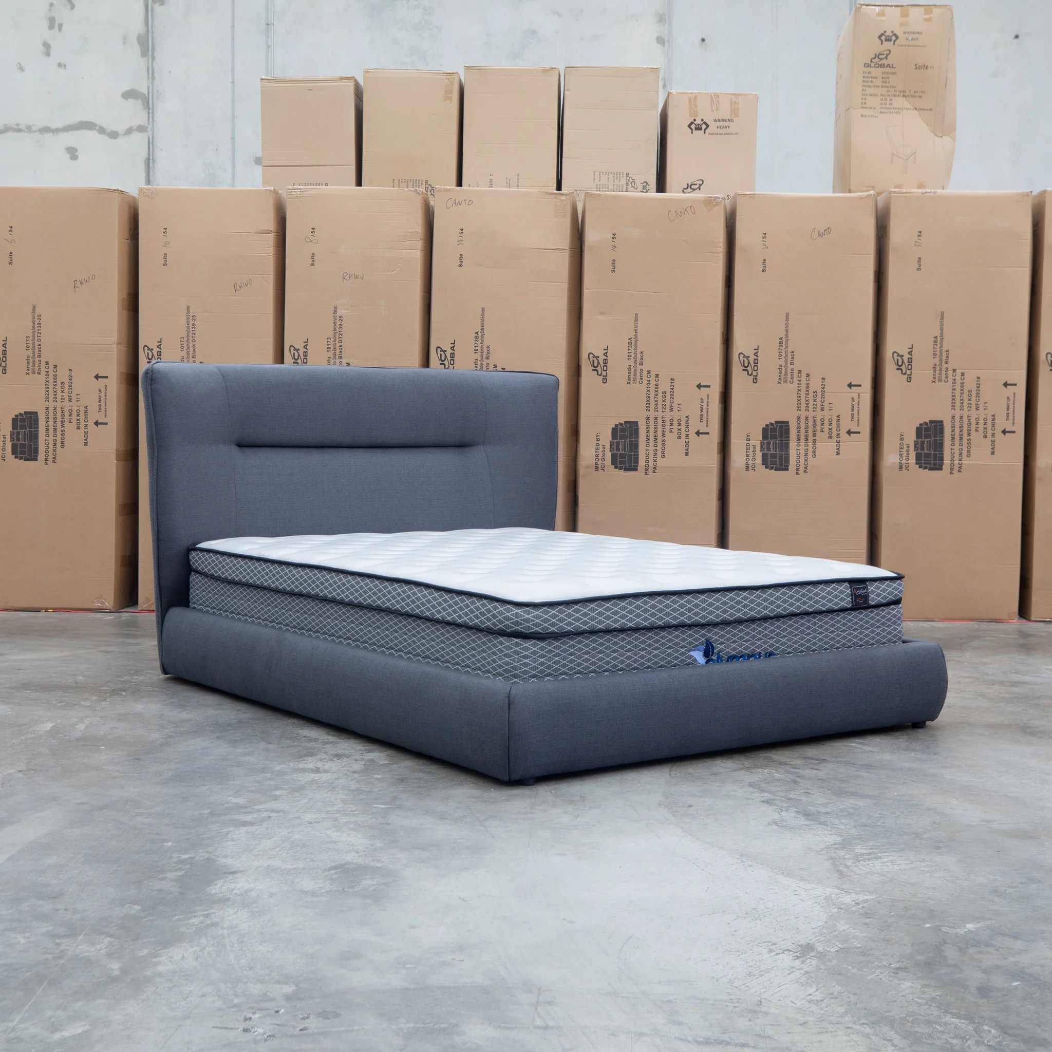 Quinn King Upholstered Bed - Charcoal - Image 8