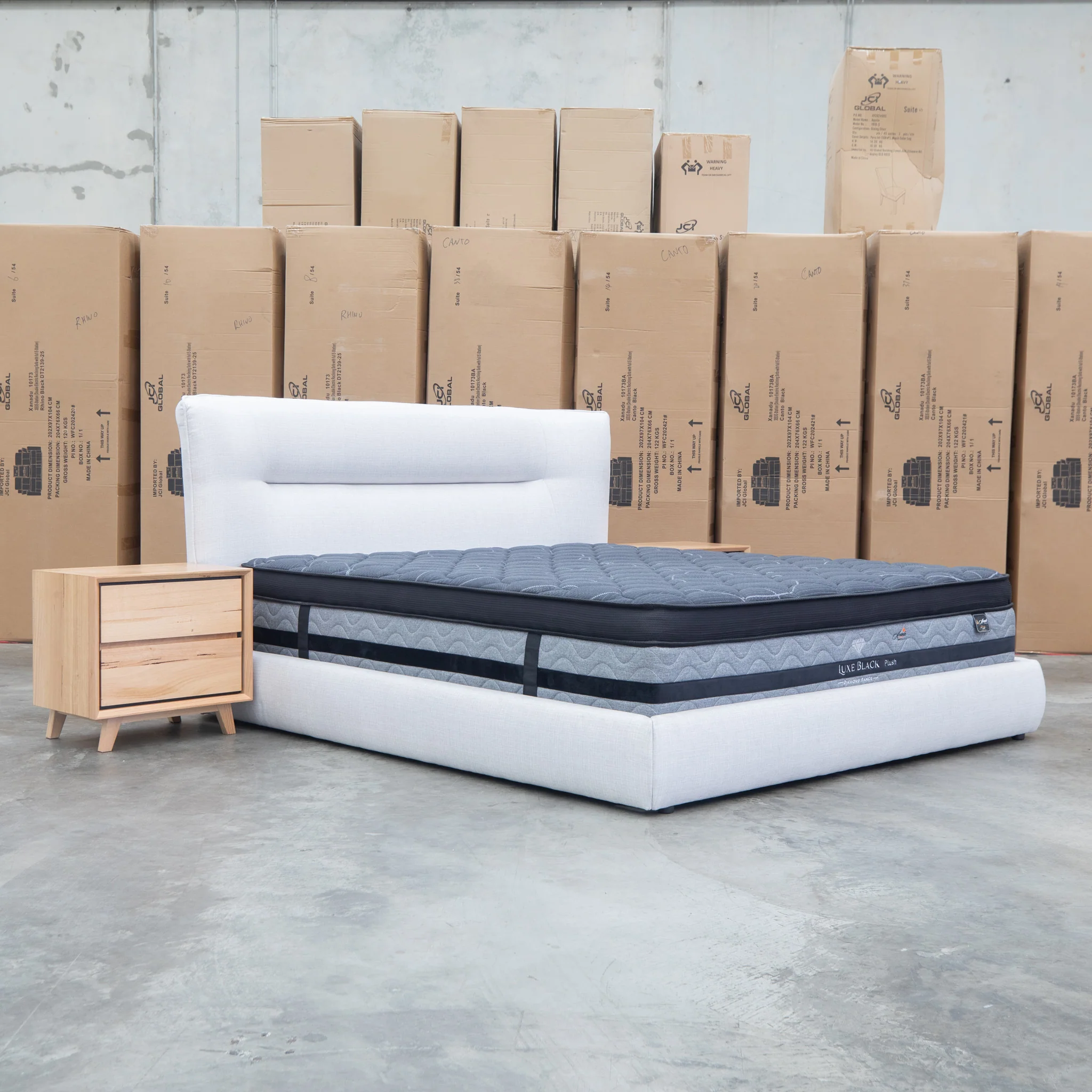 Quinn King Upholstered Bed - Natural