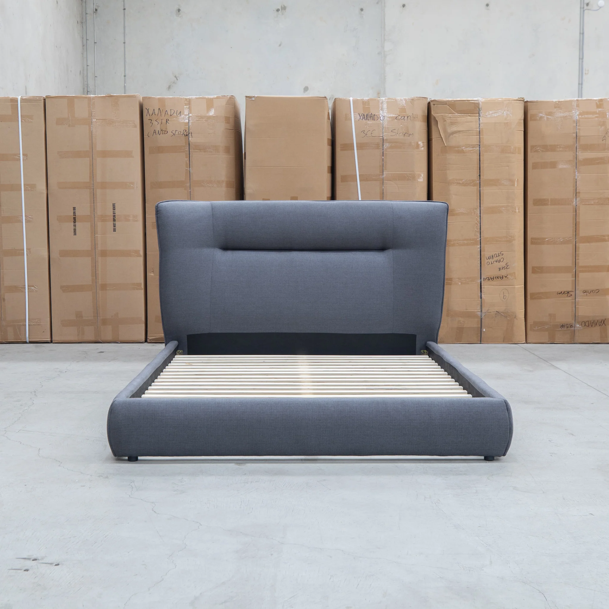 Quinn Queen Upholstered Bed - Charcoal - Image 3