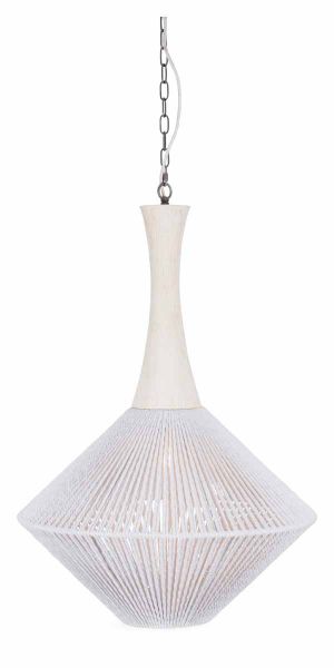 Rope Wood and Metal Nest Rope Pendant Light Large - White/Natural - LN03 - Available In-Store Only