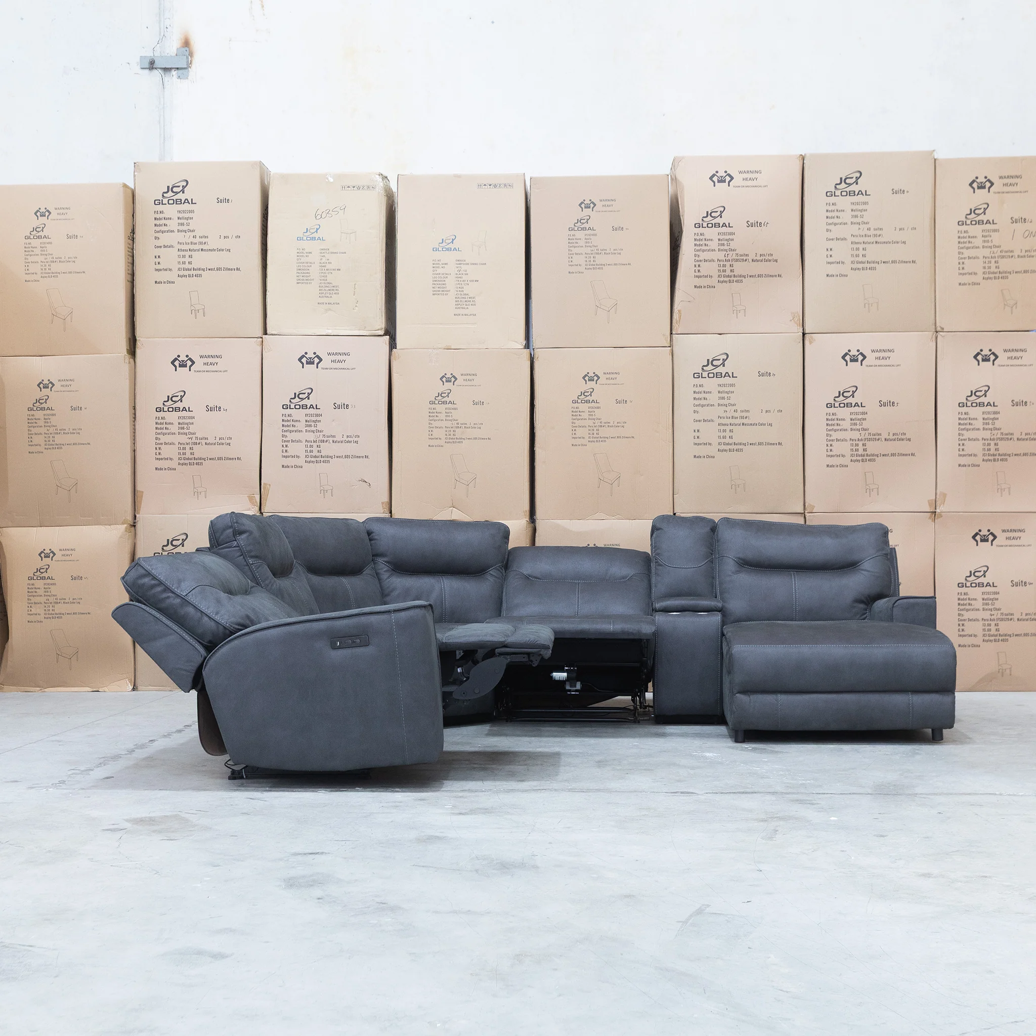 Rottnest Modular Electric Corner Chaise Lounge - Grey - Image 3