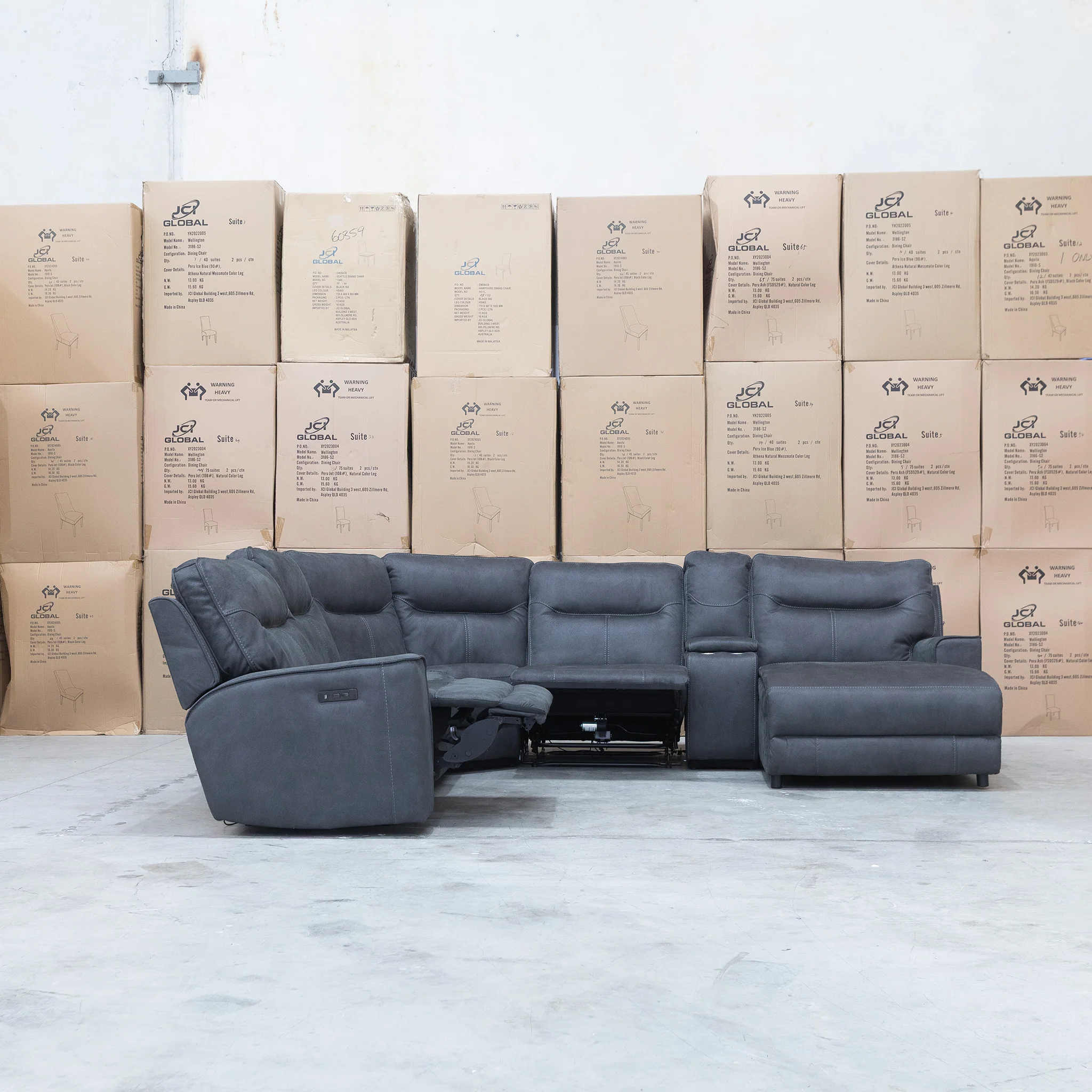 Rottnest Modular Electric Corner Chaise Lounge - Grey - Image 4