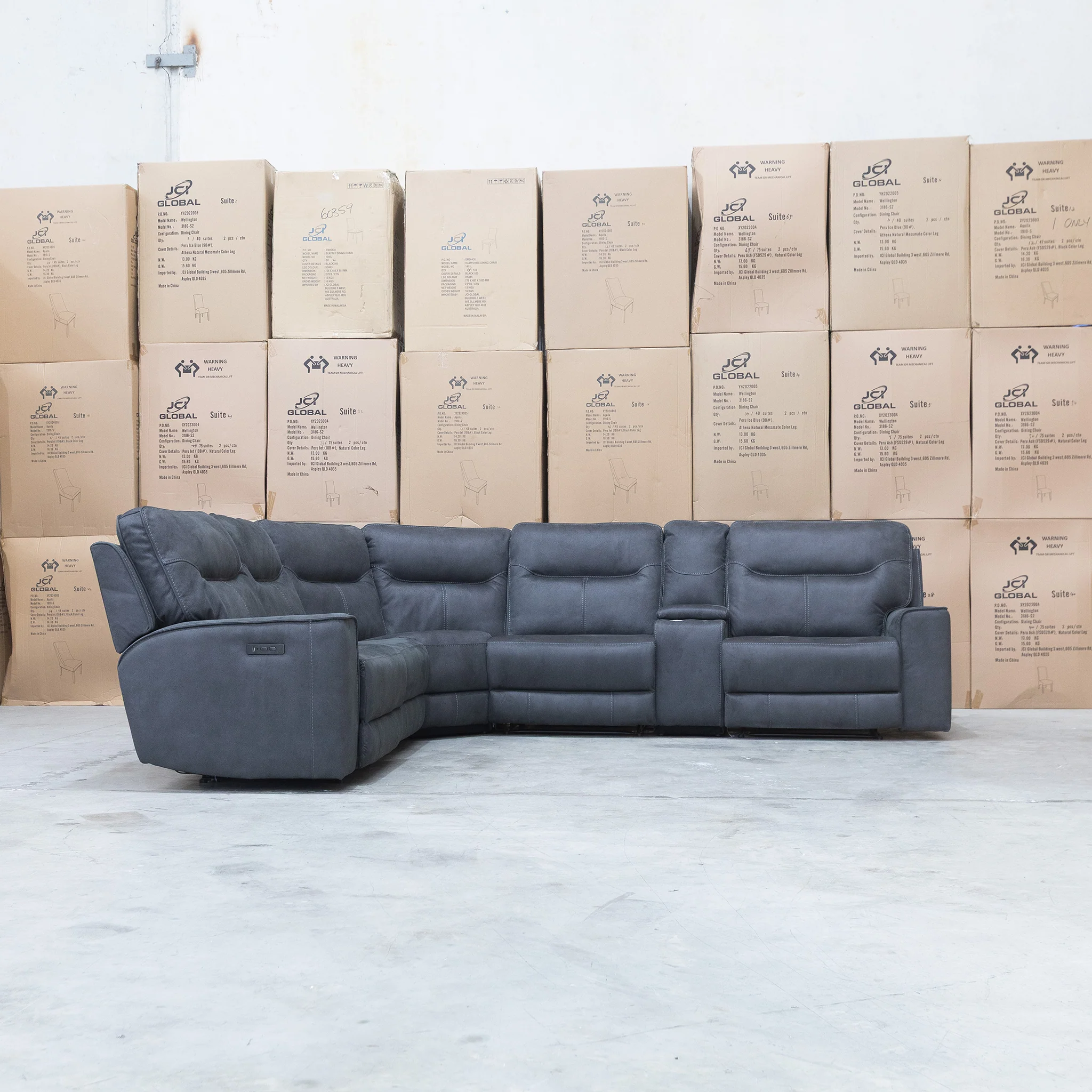 Rottnest Modular Electric Corner Lounge - Grey - Image 5