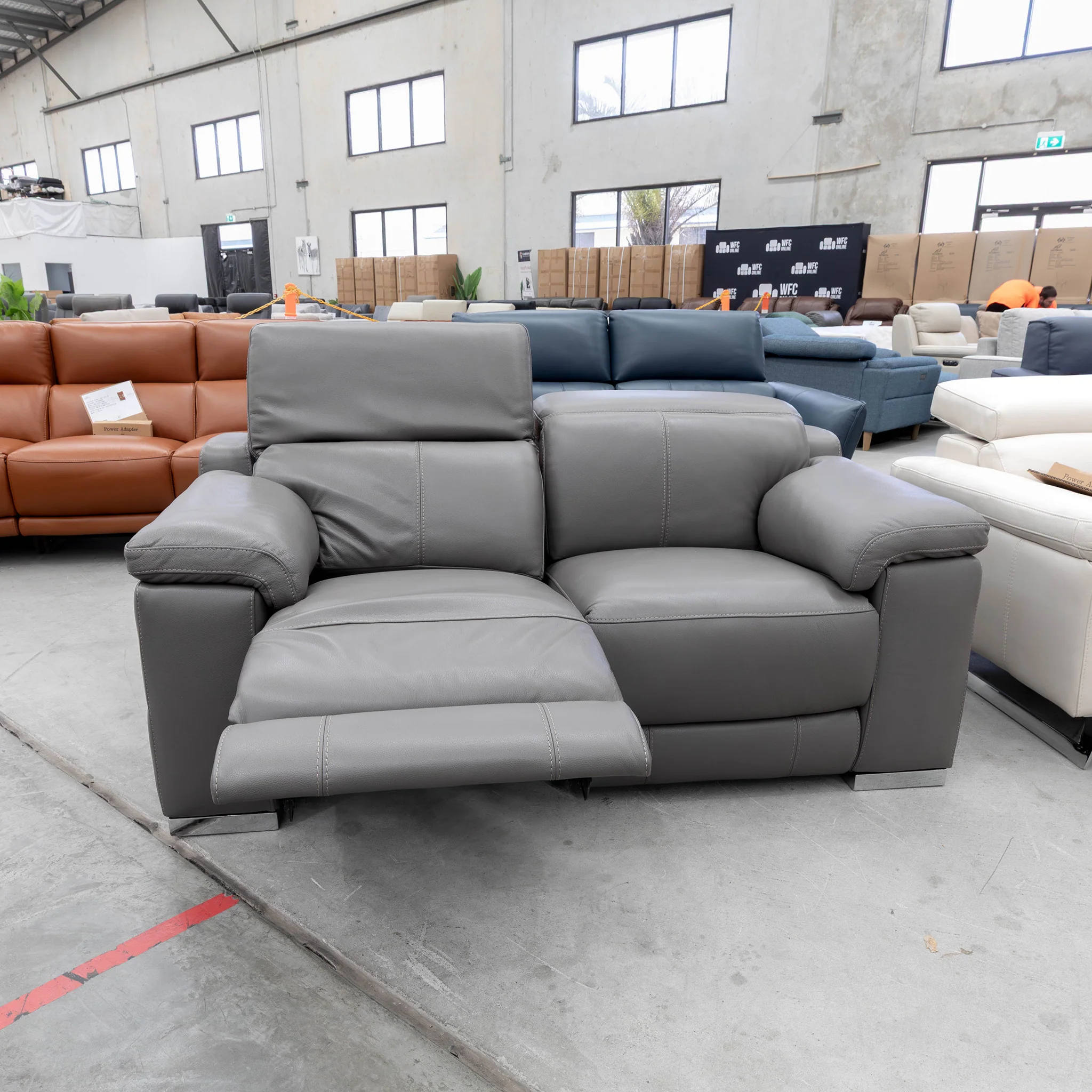 RS-11583-PR Two seat full leather dual motor recliner - Elephant - Floor Stock - Image 3