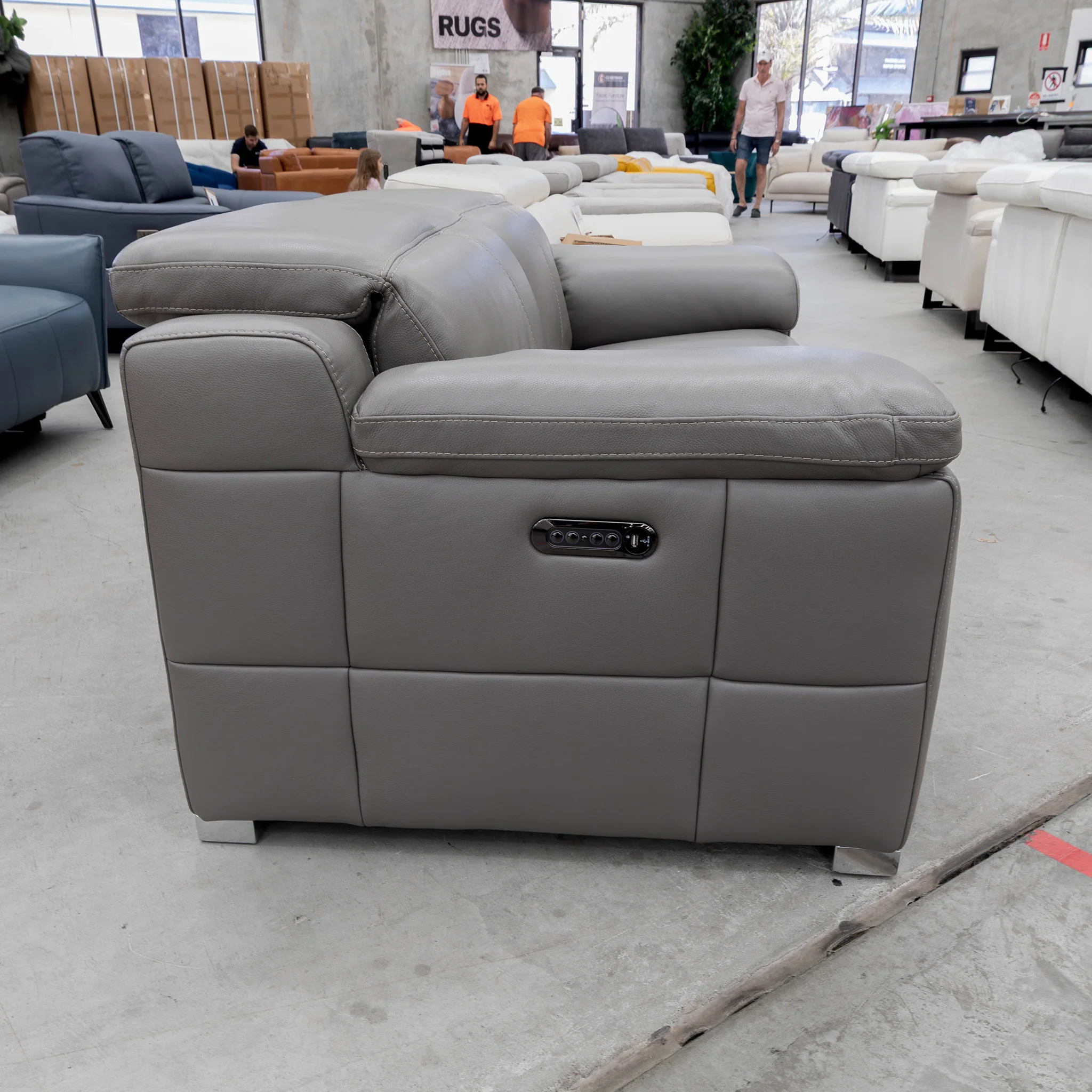 RS-11583-PR Two seat full leather dual motor recliner - Elephant - Floor Stock - Image 5