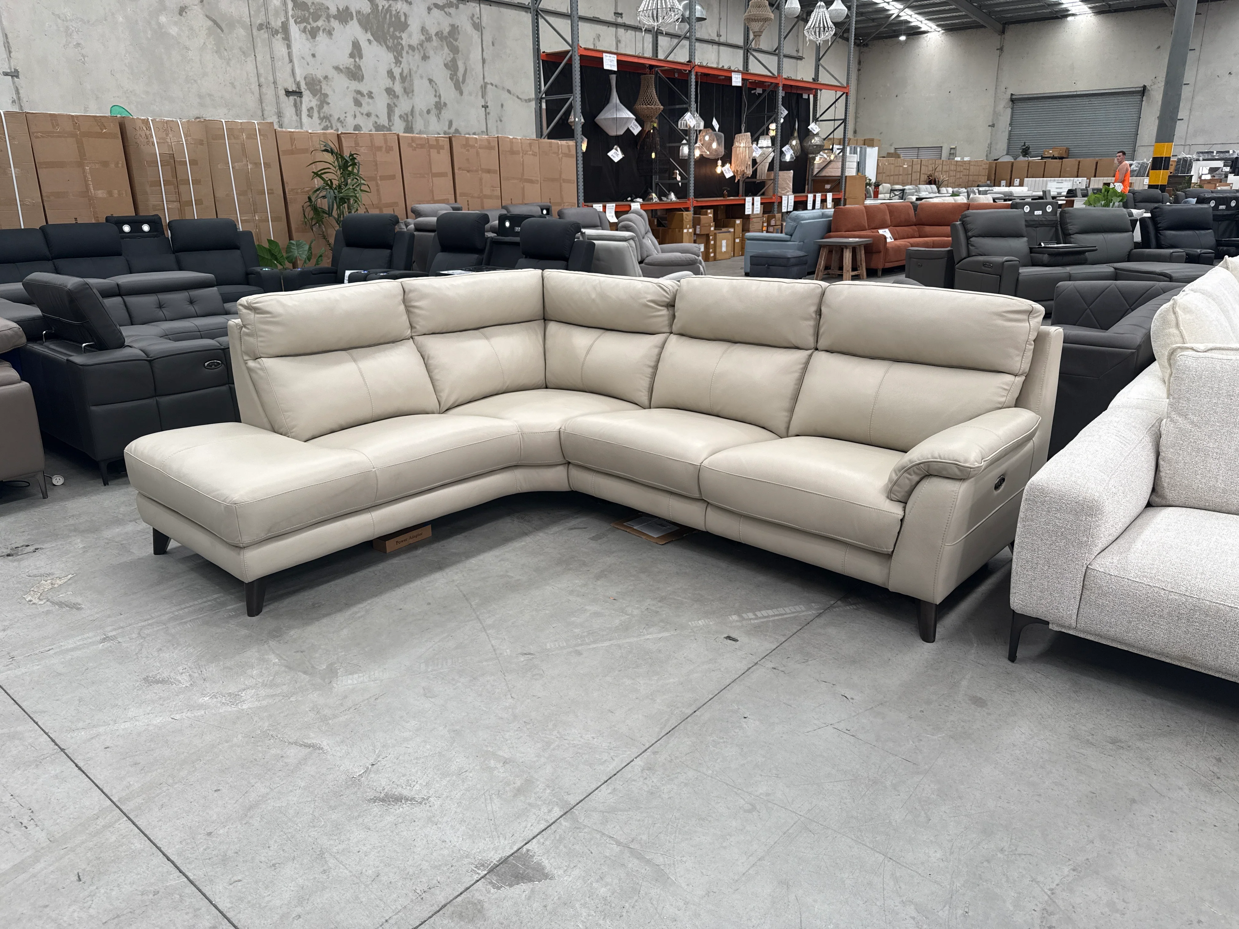 RS-11904 LHF Chaise Suite with Electric Recliner - Silver Grey - Floor Stock