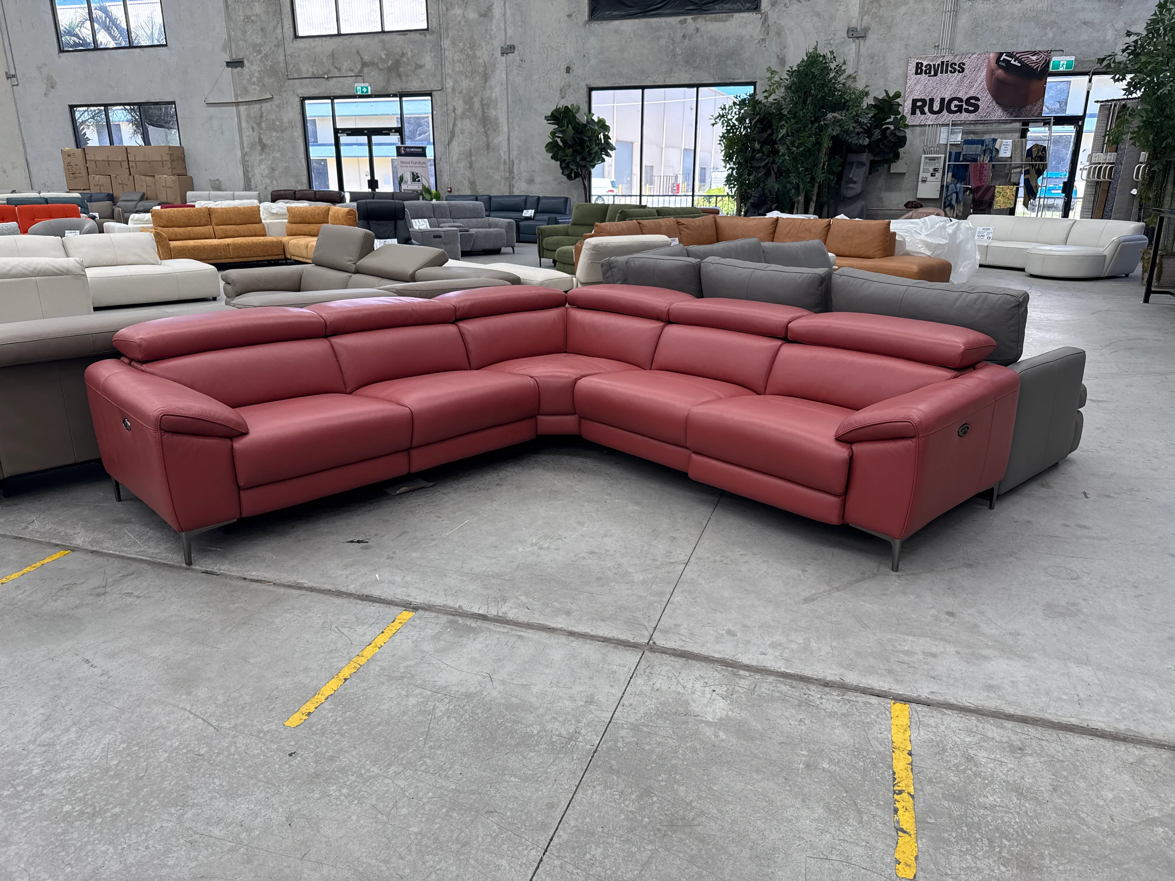 RS-A6258 Modular Corner Suite with Electric Recliners - Red - Floor Stock