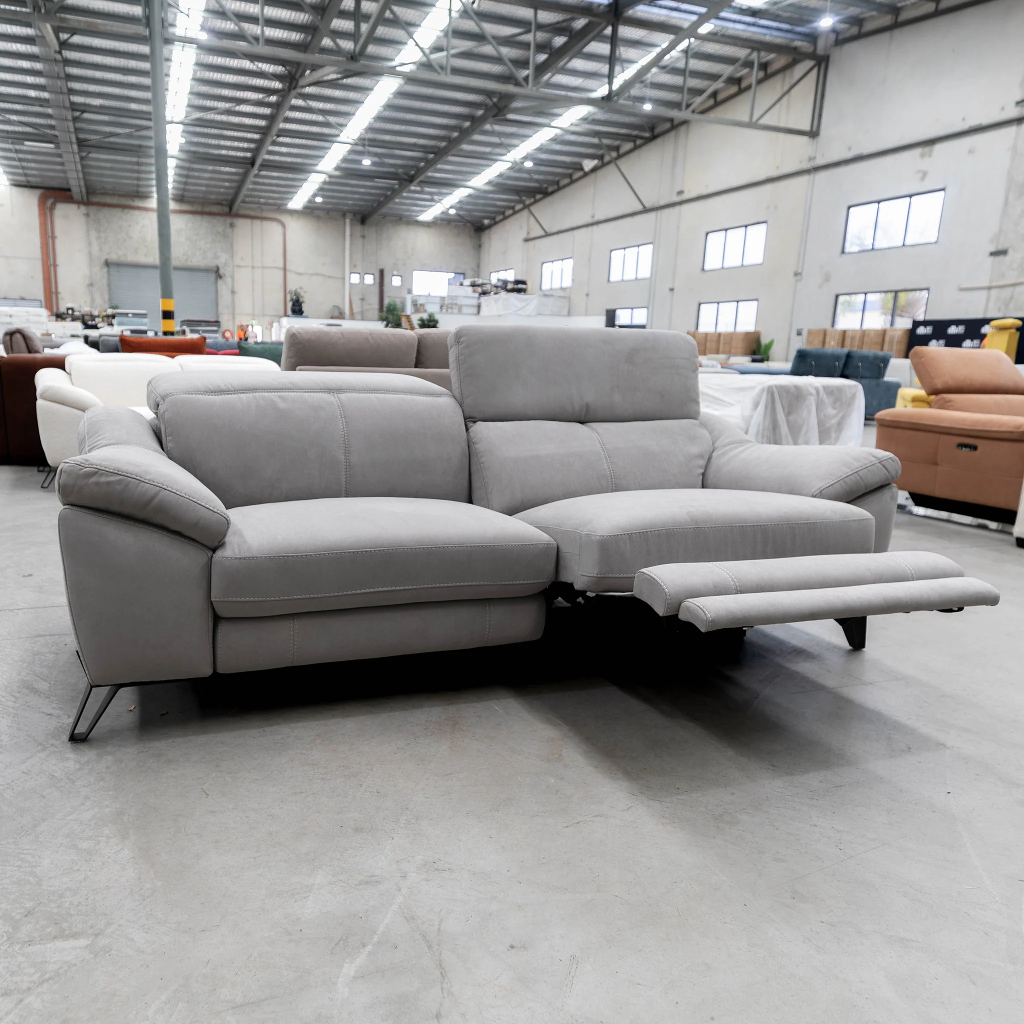 RS-B0336-PR 2.5 seat dual motor electric recliner lounge - Silver Grey - Floor Stock