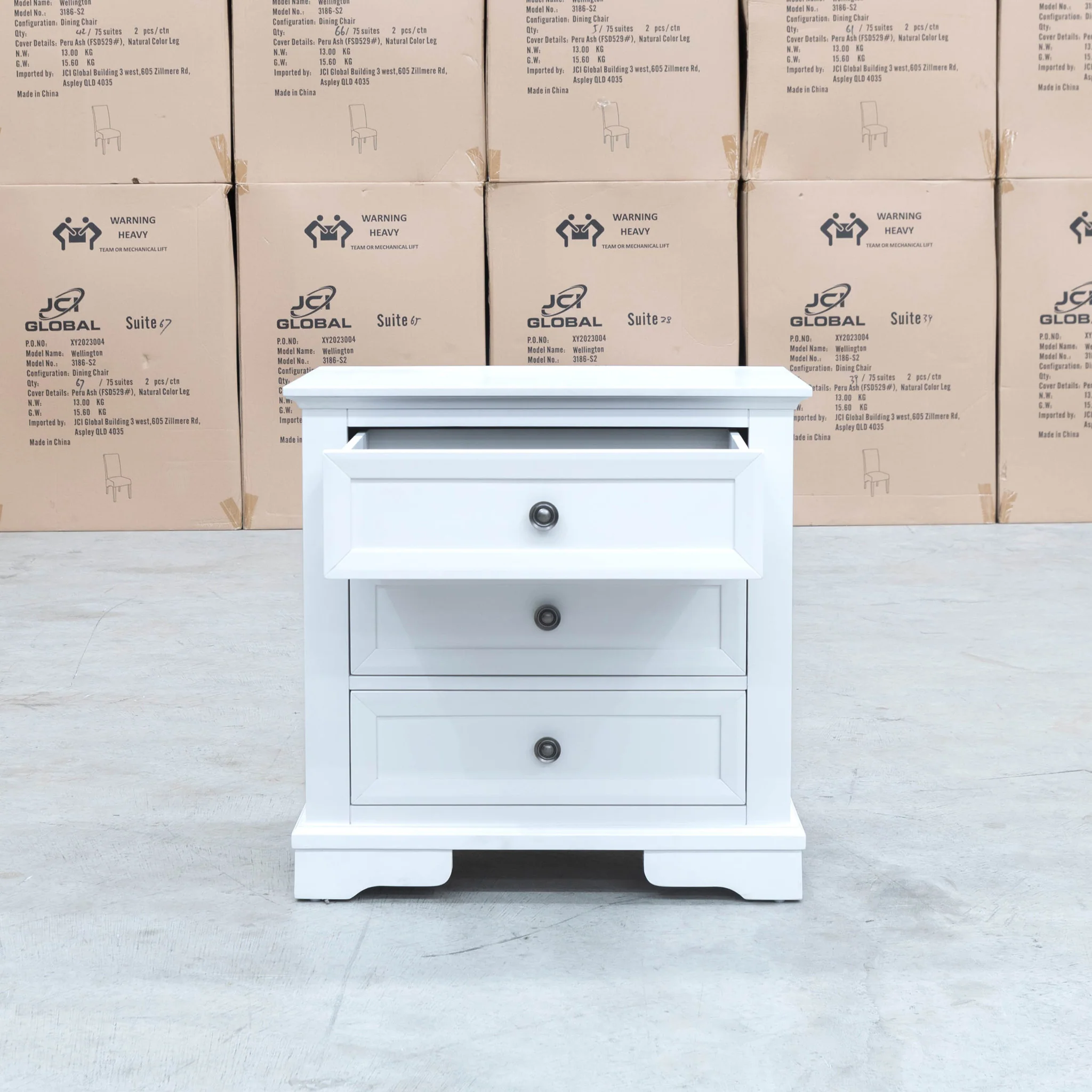 Sala 3 Drawer Hardwood Bedside - Image 3