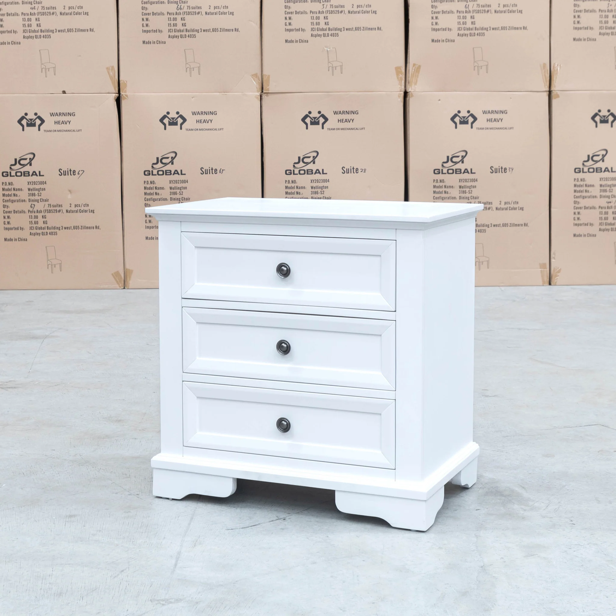 Sala 3 Drawer Hardwood Bedside - Image 4