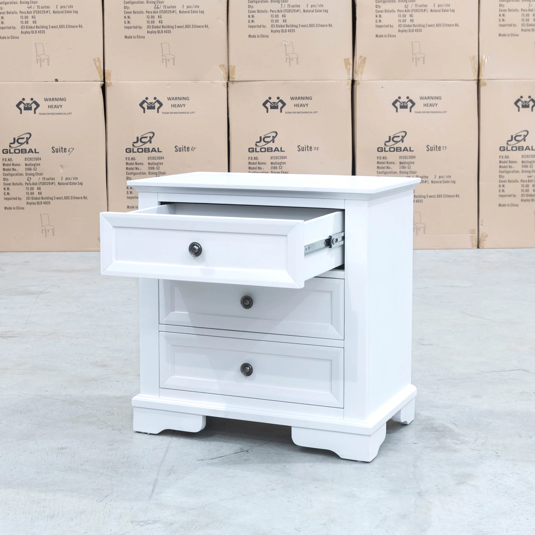 Sala 3 Drawer Hardwood Bedside - Image 5