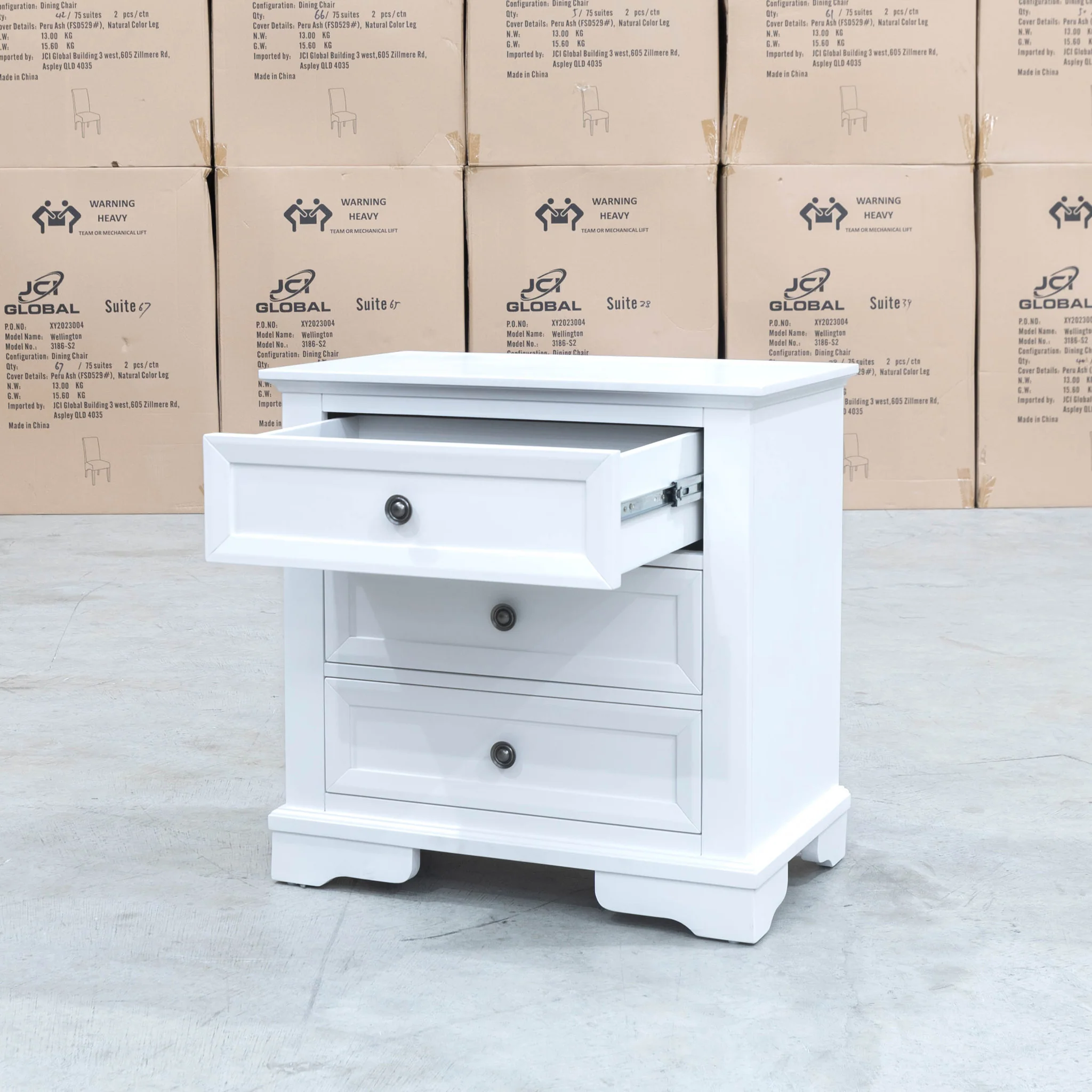 Sala 3 Drawer Hardwood Bedside - Image 6