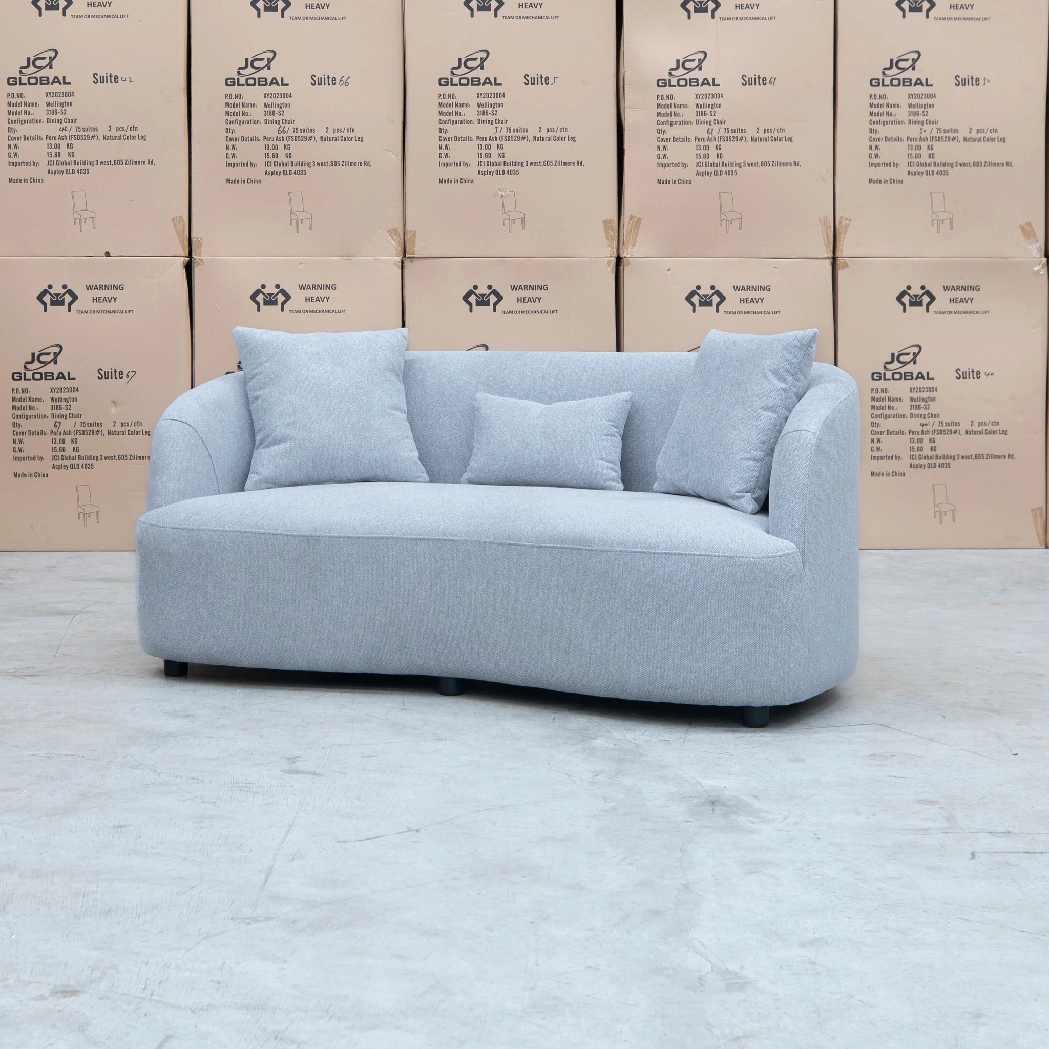 Santorini Curved Two Seat Sofa - Lance Silver - Image 3