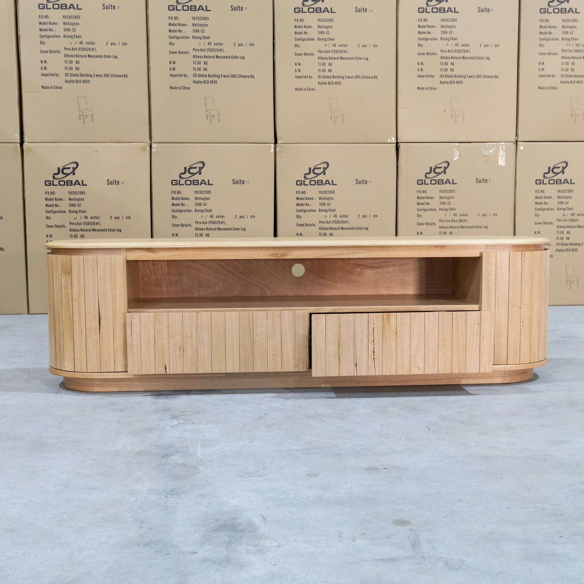 Semillon New Zealand Ash 2 Drawer Entertainment Unit - Natural - Image 3