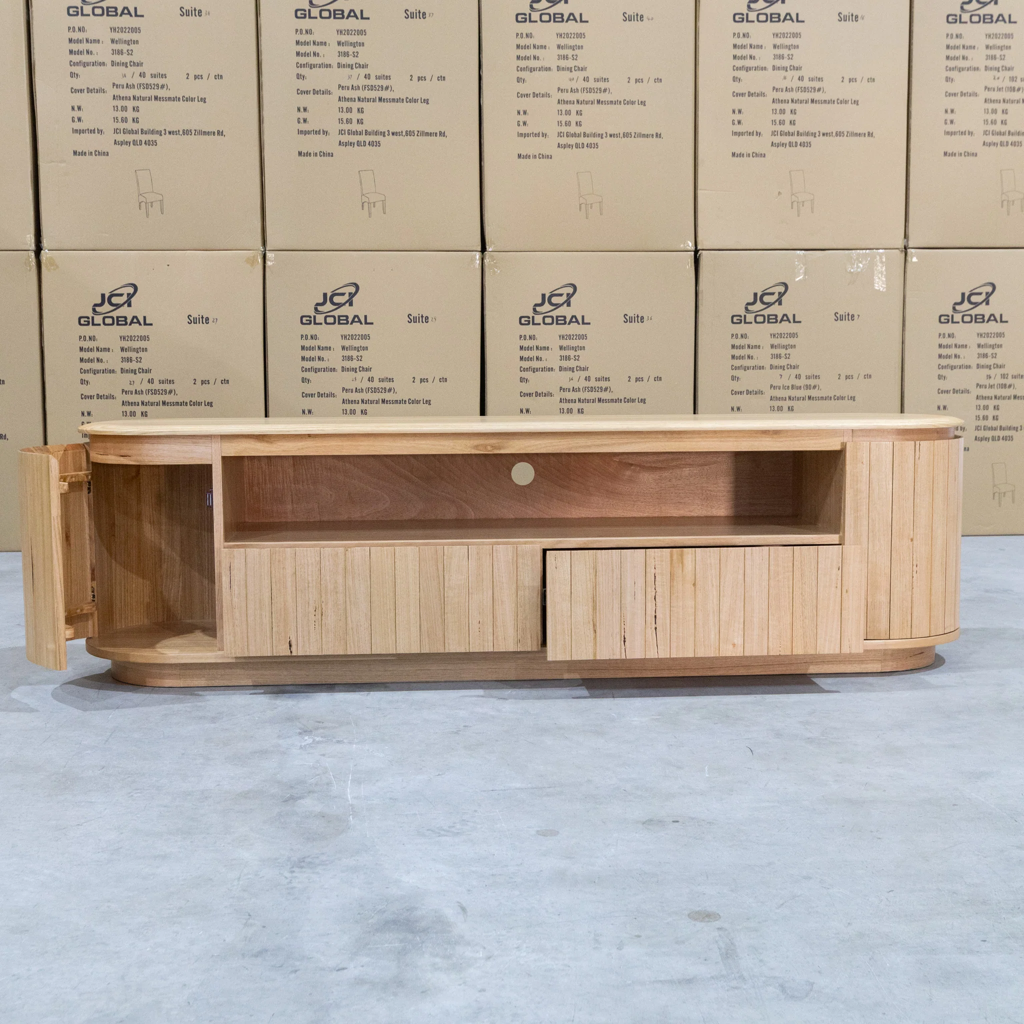 Semillon New Zealand Ash 2 Drawer Entertainment Unit - Natural - Image 4