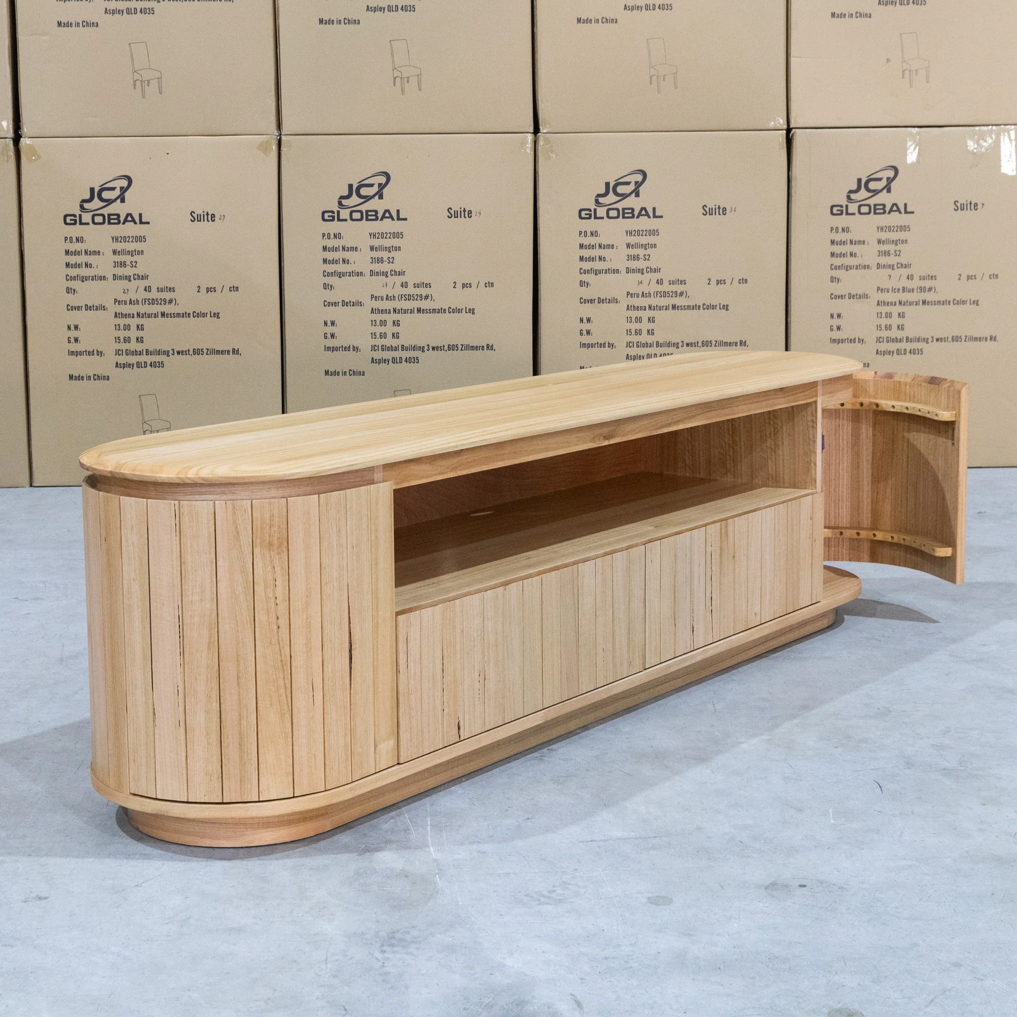 Semillon New Zealand Ash 2 Drawer Entertainment Unit - Natural - Image 6