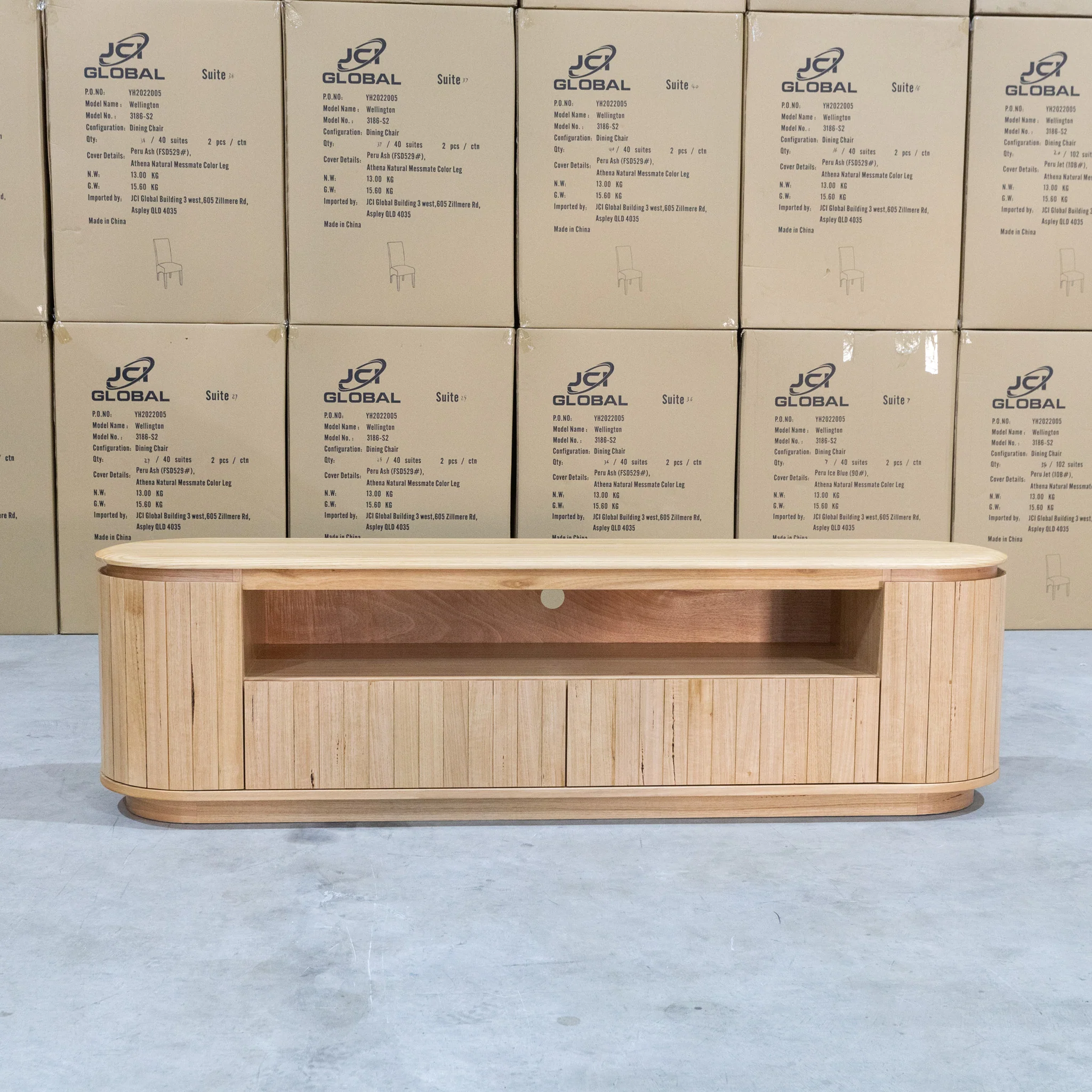 Semillon New Zealand Ash 2 Drawer Entertainment Unit - Natural - Image 9