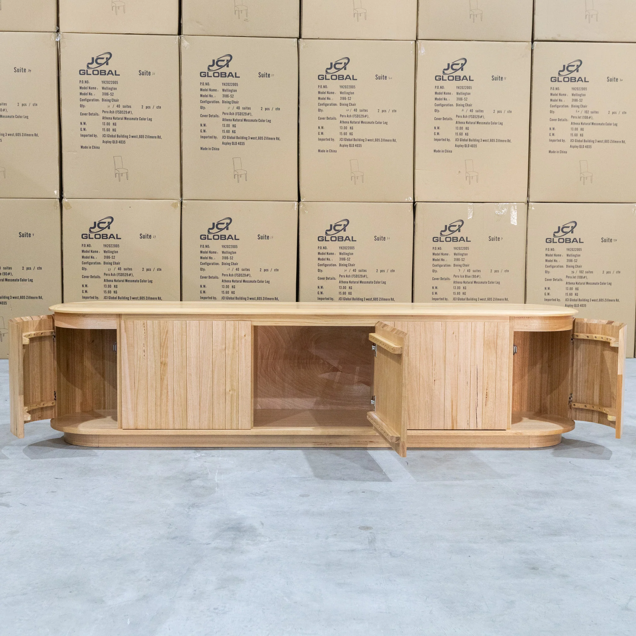 Semillon New Zealand Ash 5 Door Entertainment Unit - Natural - Image 5