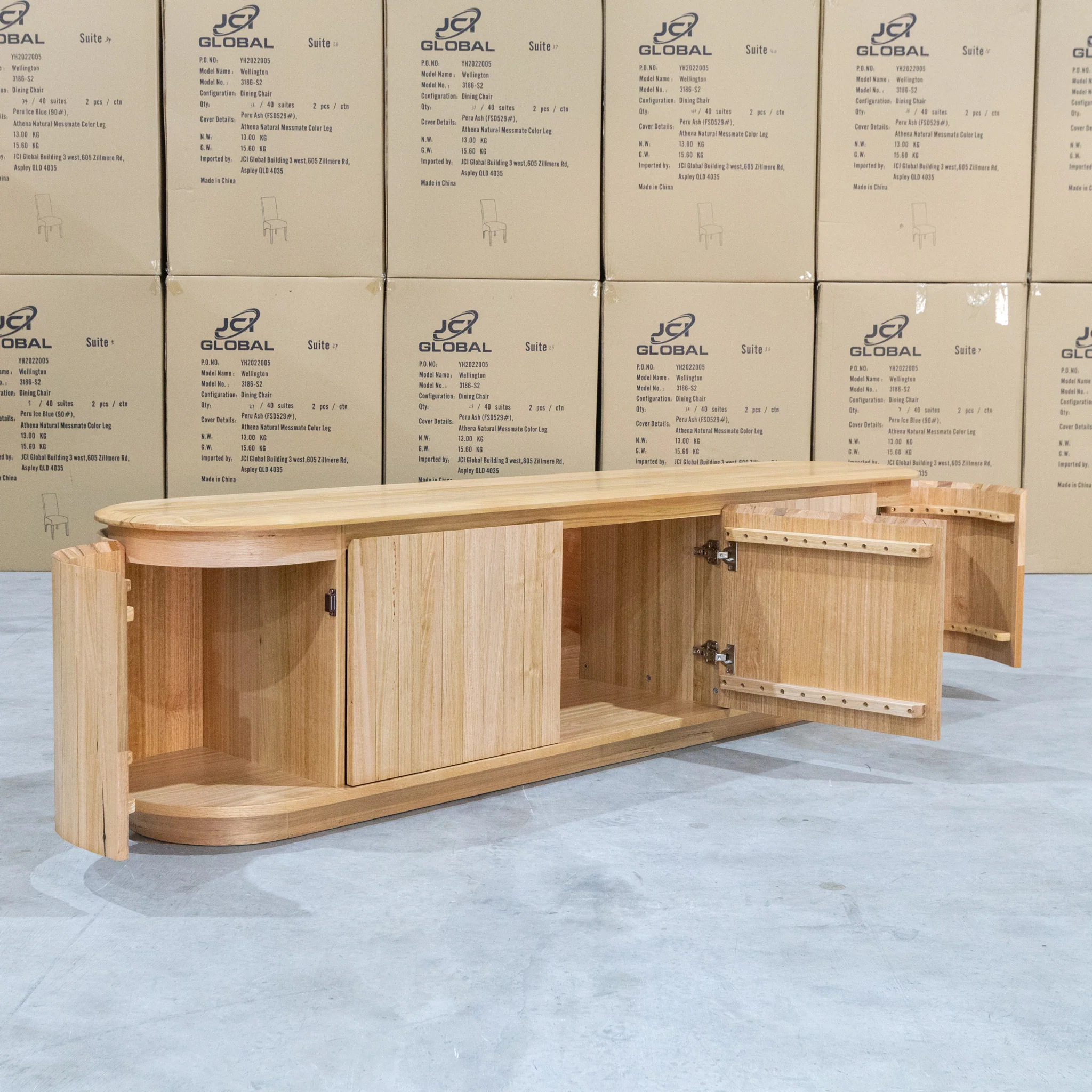 Semillon New Zealand Ash 5 Door Entertainment Unit - Natural - Image 8