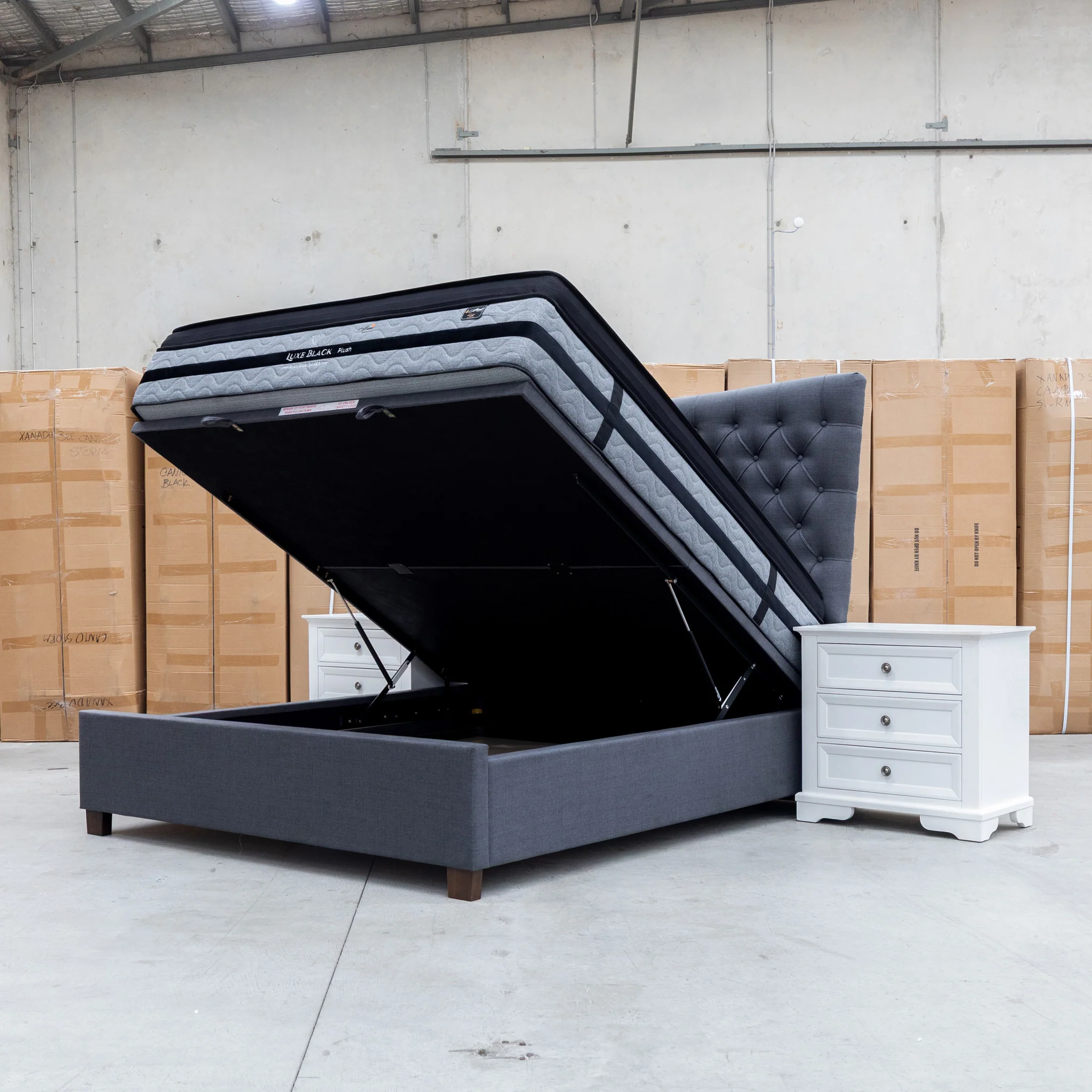 Sloane King Fabric Gas Lift Bed - Charcoal - Image 11