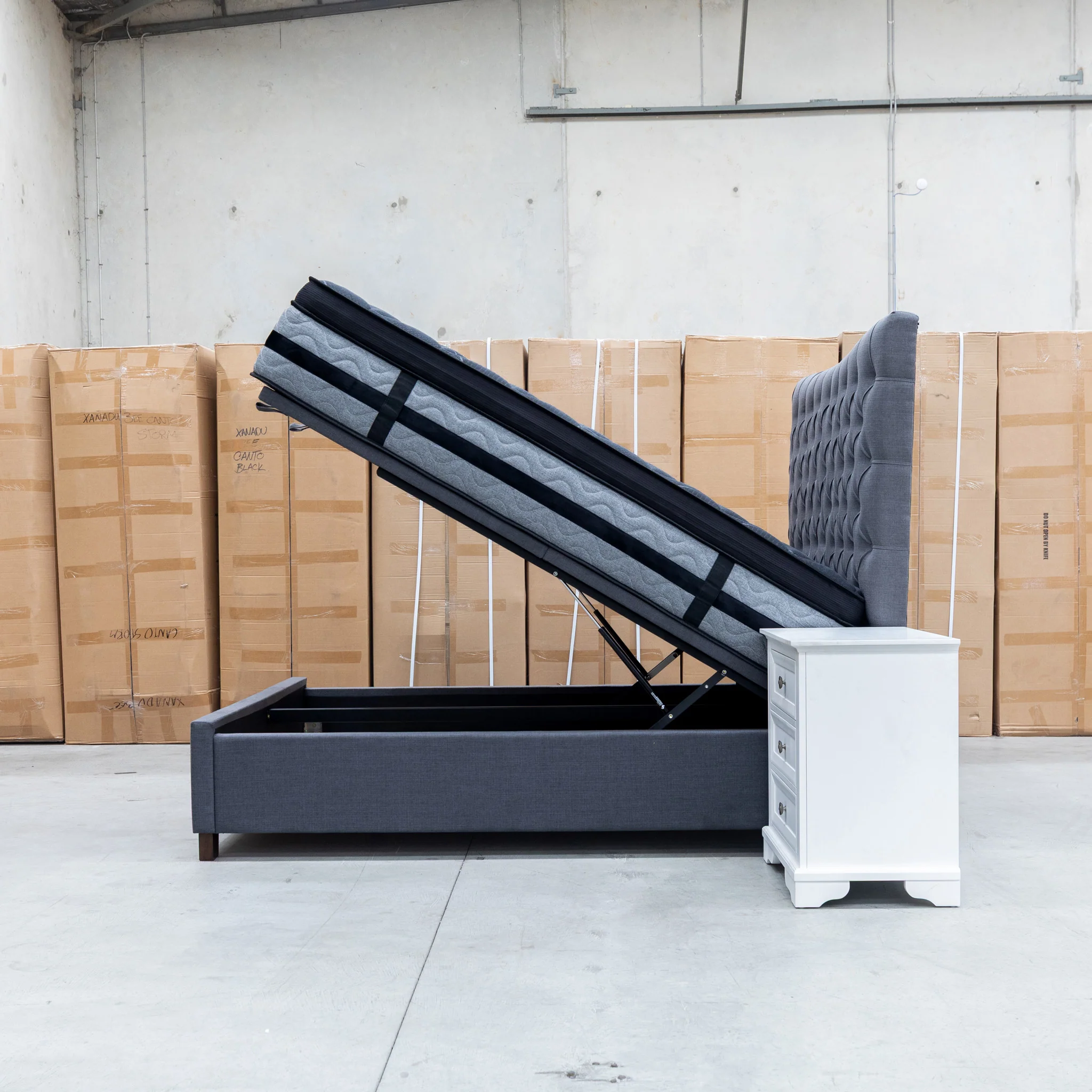 Sloane King Fabric Gas Lift Bed - Charcoal - Image 14