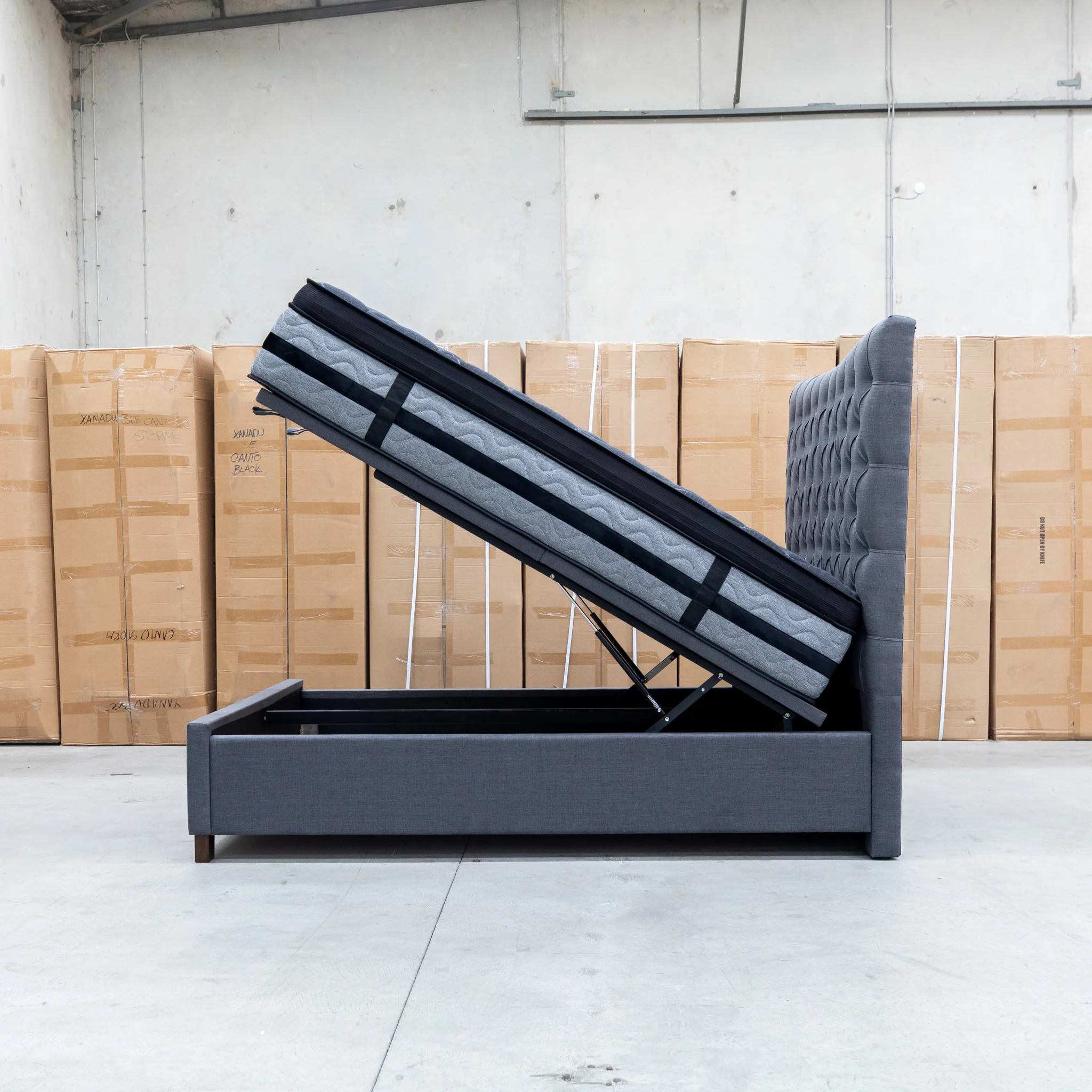 Sloane King Fabric Gas Lift Bed - Charcoal - Image 15