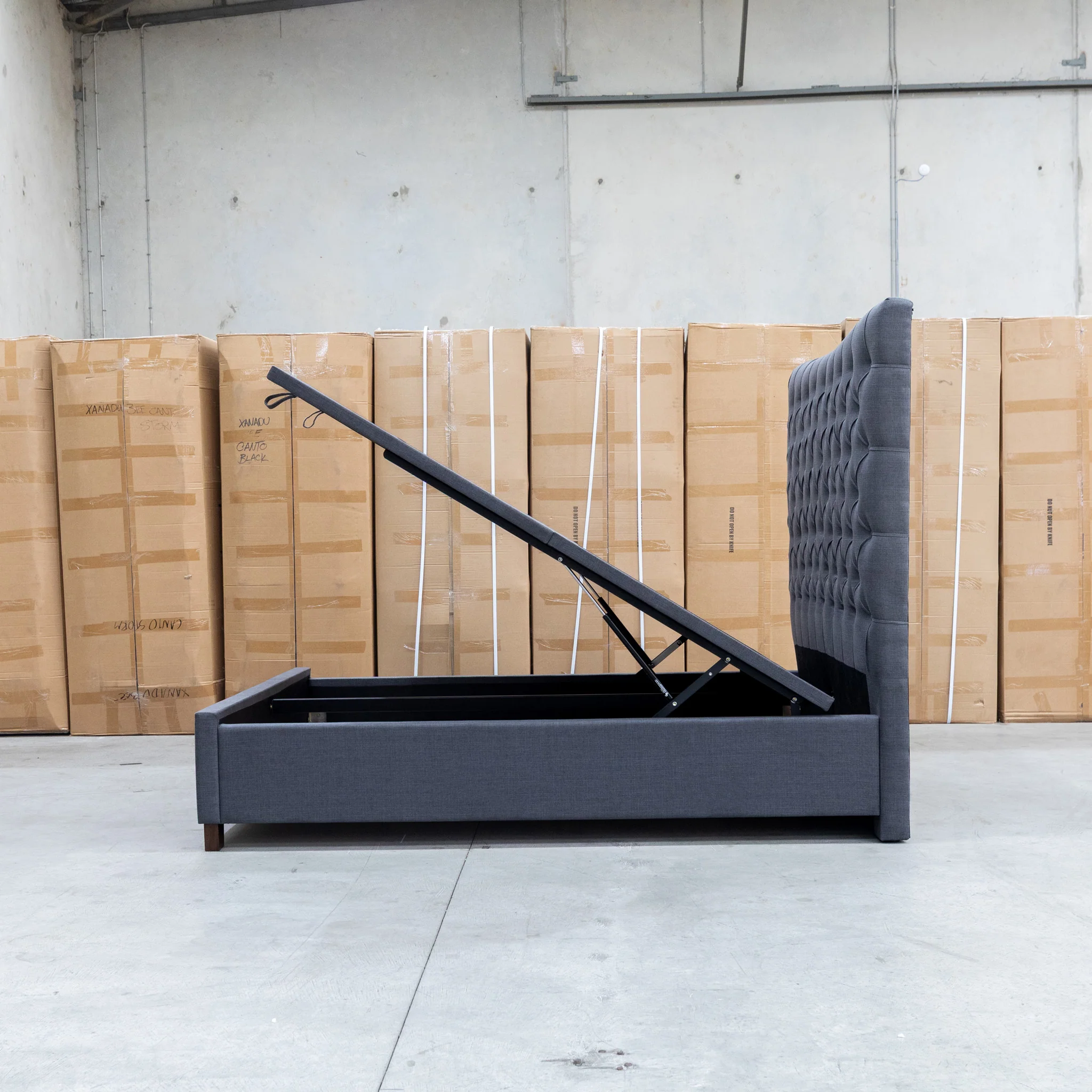 Sloane King Fabric Gas Lift Bed - Charcoal - Image 18