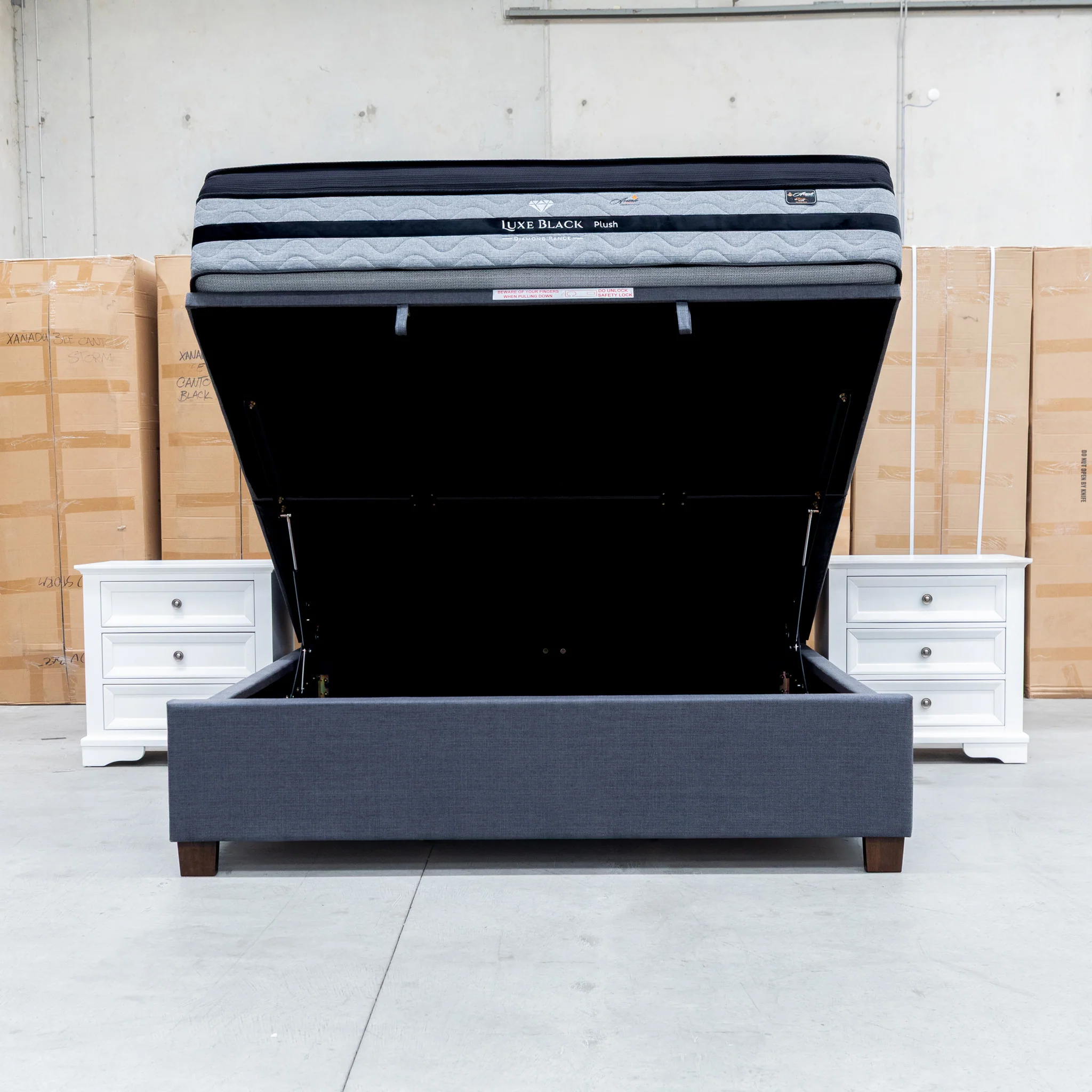 Sloane King Fabric Gas Lift Bed - Charcoal - Image 6
