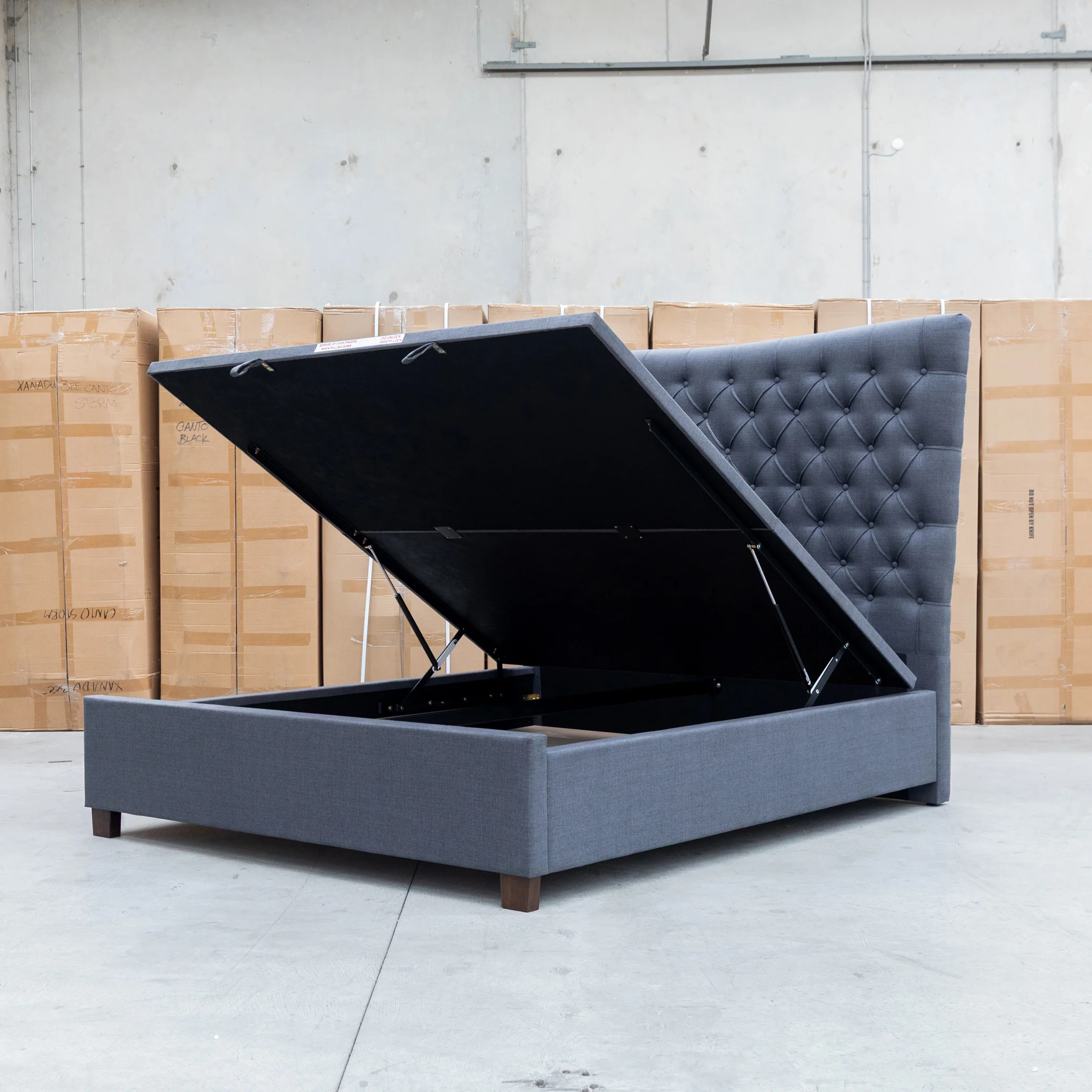Sloane King Fabric Gas Lift Bed - Charcoal - Image 8