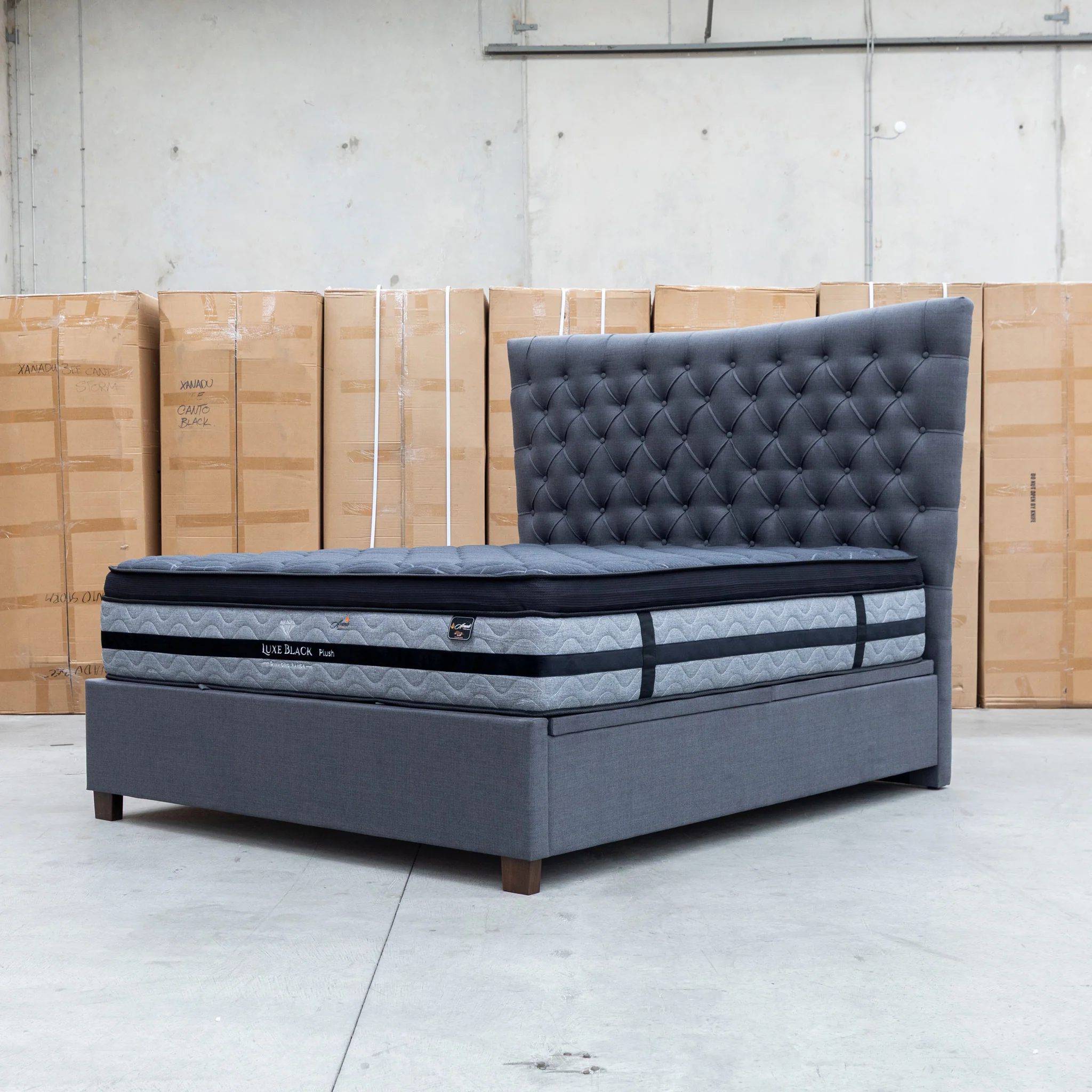 Sloane King Fabric Gas Lift Bed - Charcoal - Image 9