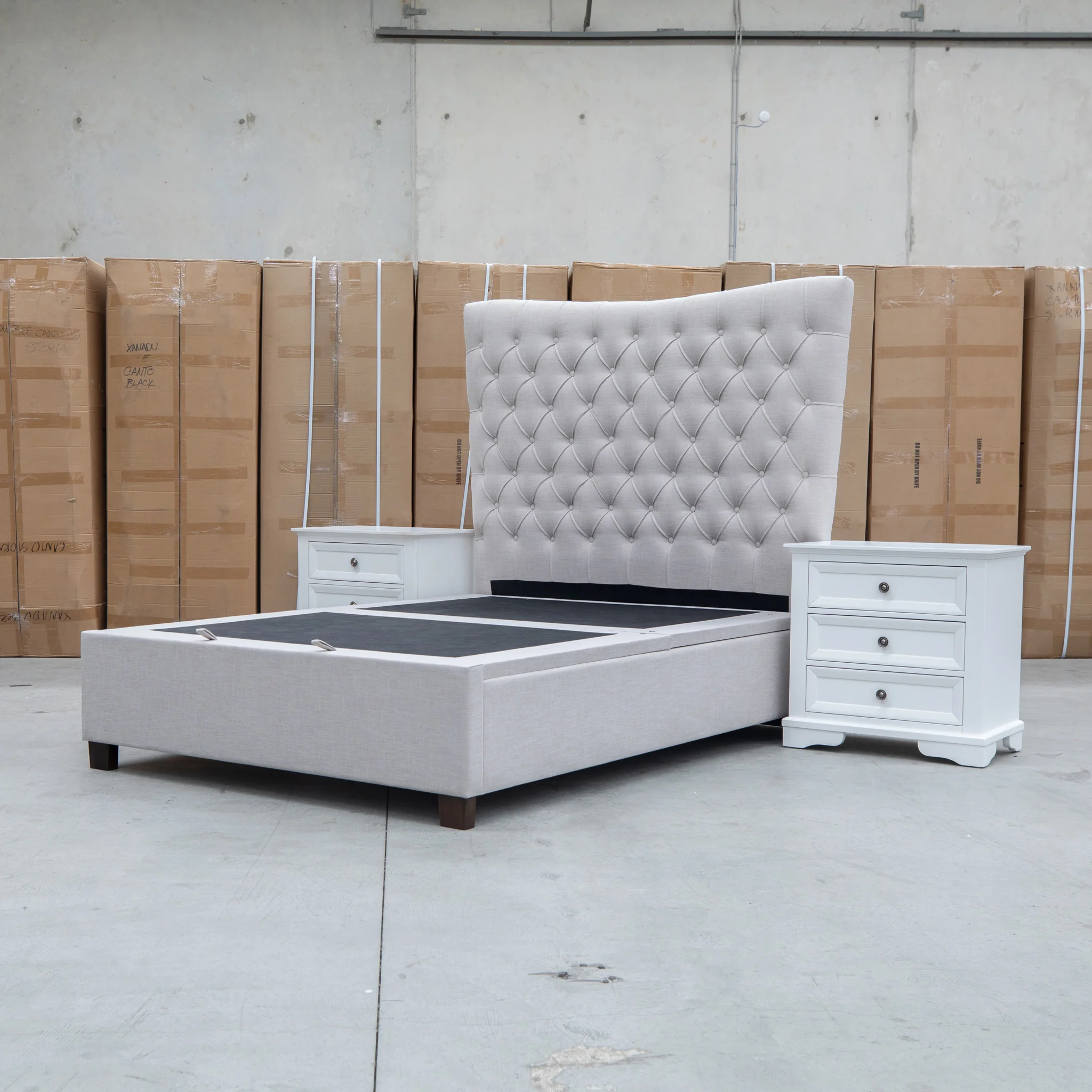 Sloane King Fabric Gas Lift Bed - Oat - Image 12