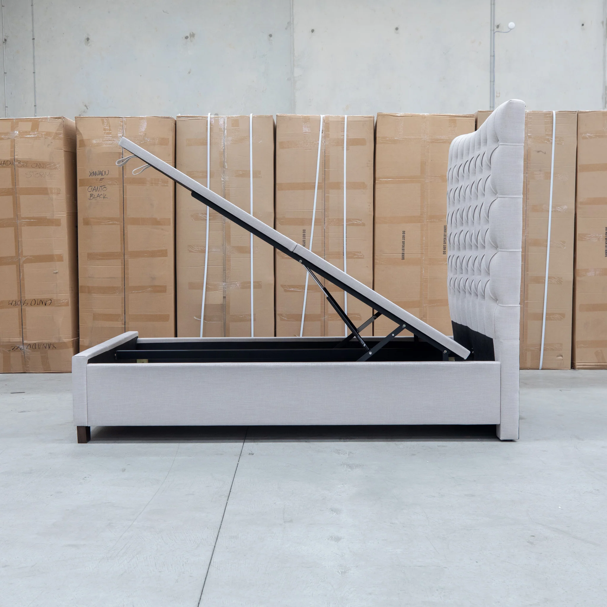 Sloane King Fabric Gas Lift Bed - Oat - Image 17