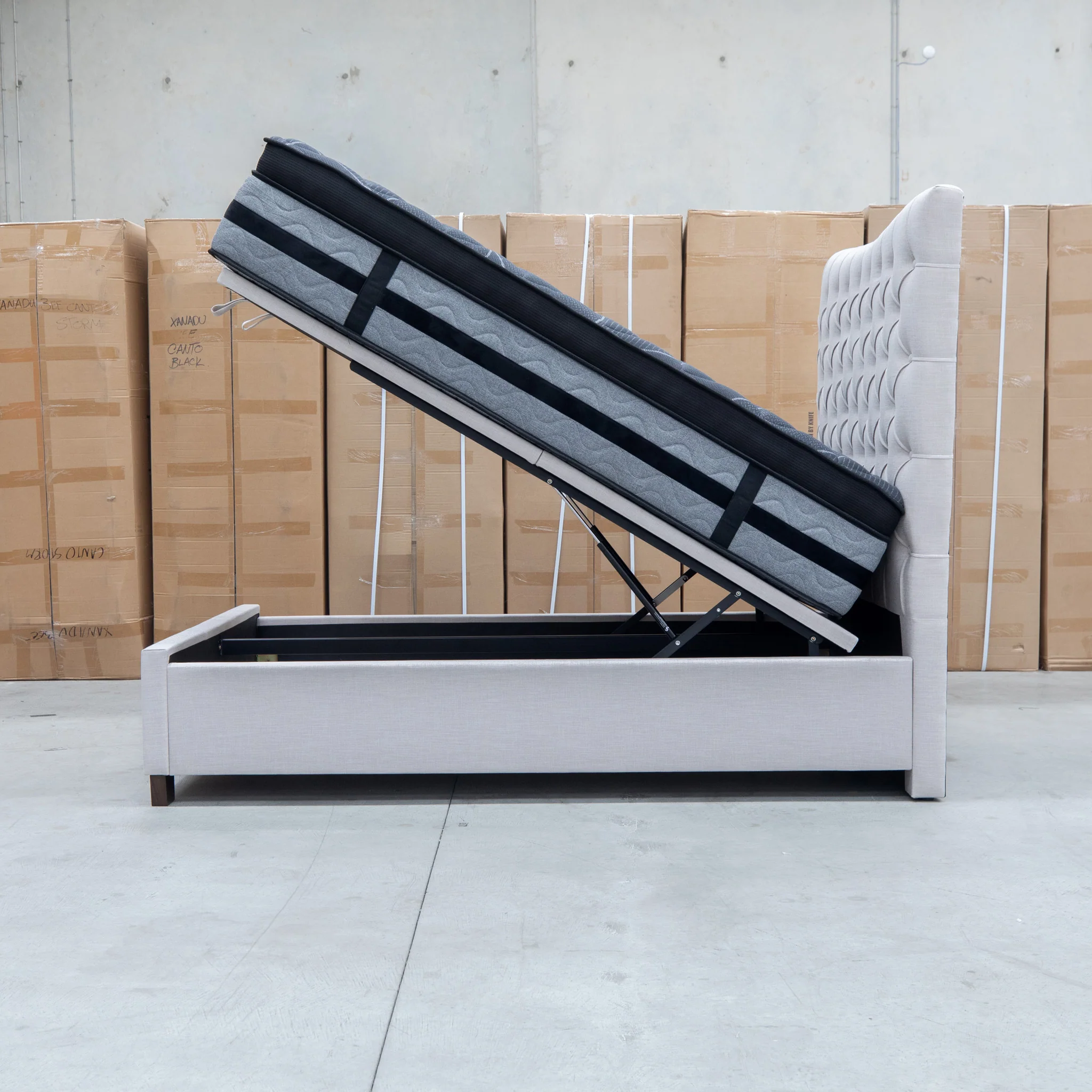 Sloane King Fabric Gas Lift Bed - Oat - Image 19