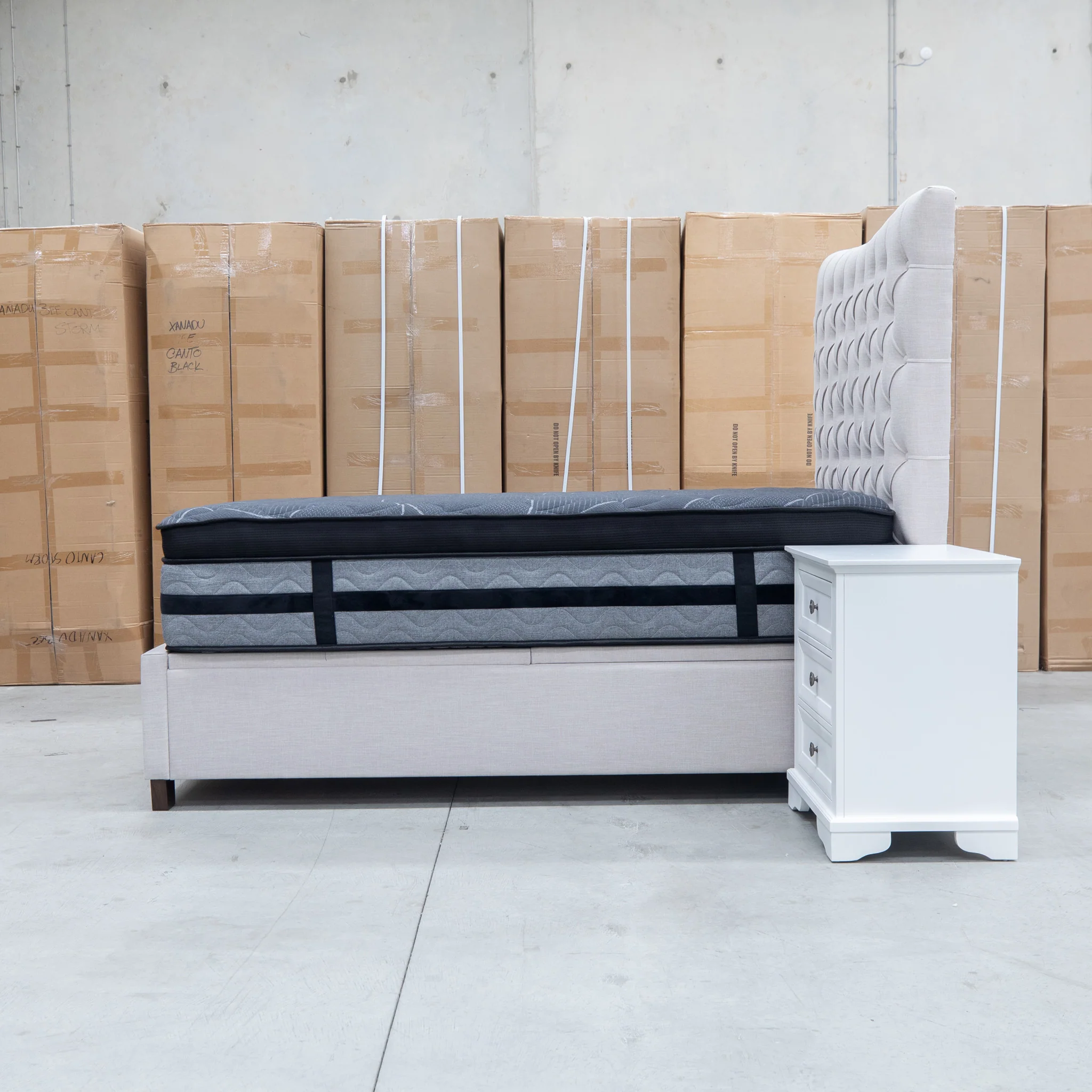 Sloane King Fabric Gas Lift Bed - Oat - Image 21
