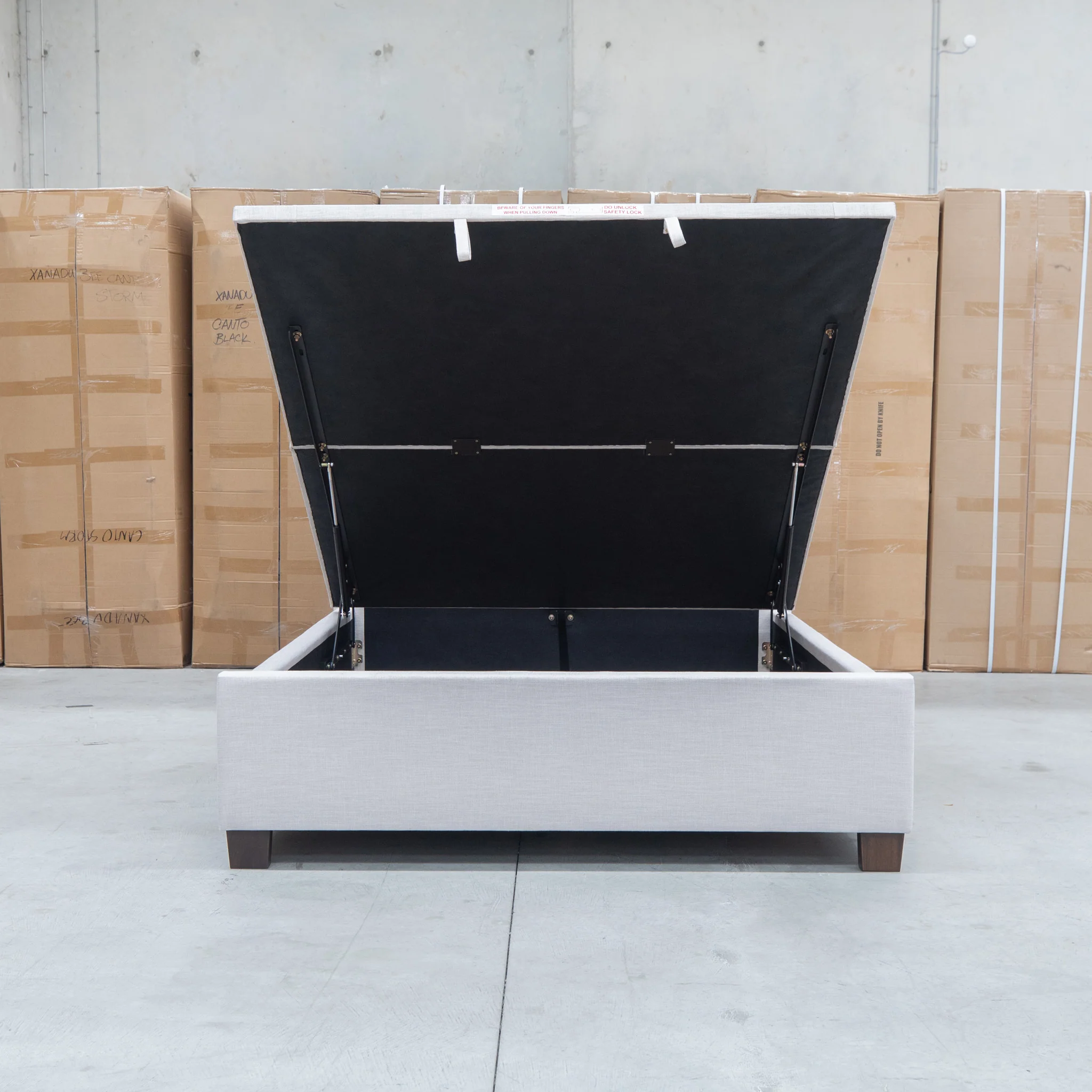 Sloane King Fabric Gas Lift Bed - Oat - Image 3