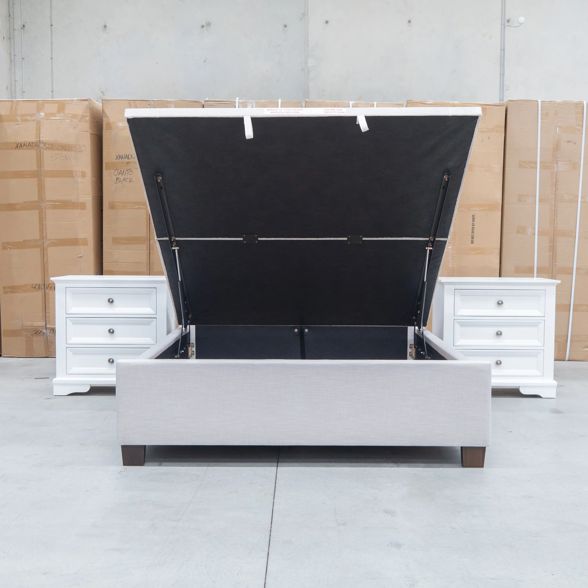 Sloane King Fabric Gas Lift Bed - Oat - Image 4